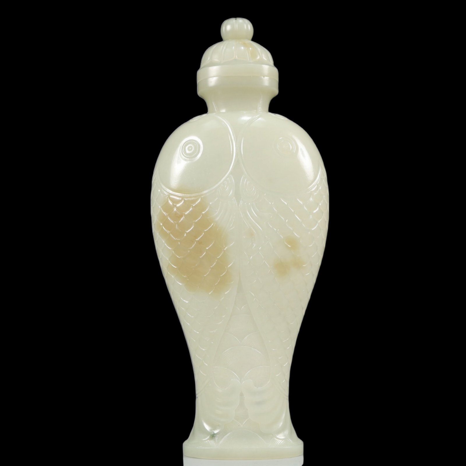 An Exquisite White Jade Fish Pattern Bottle - 6