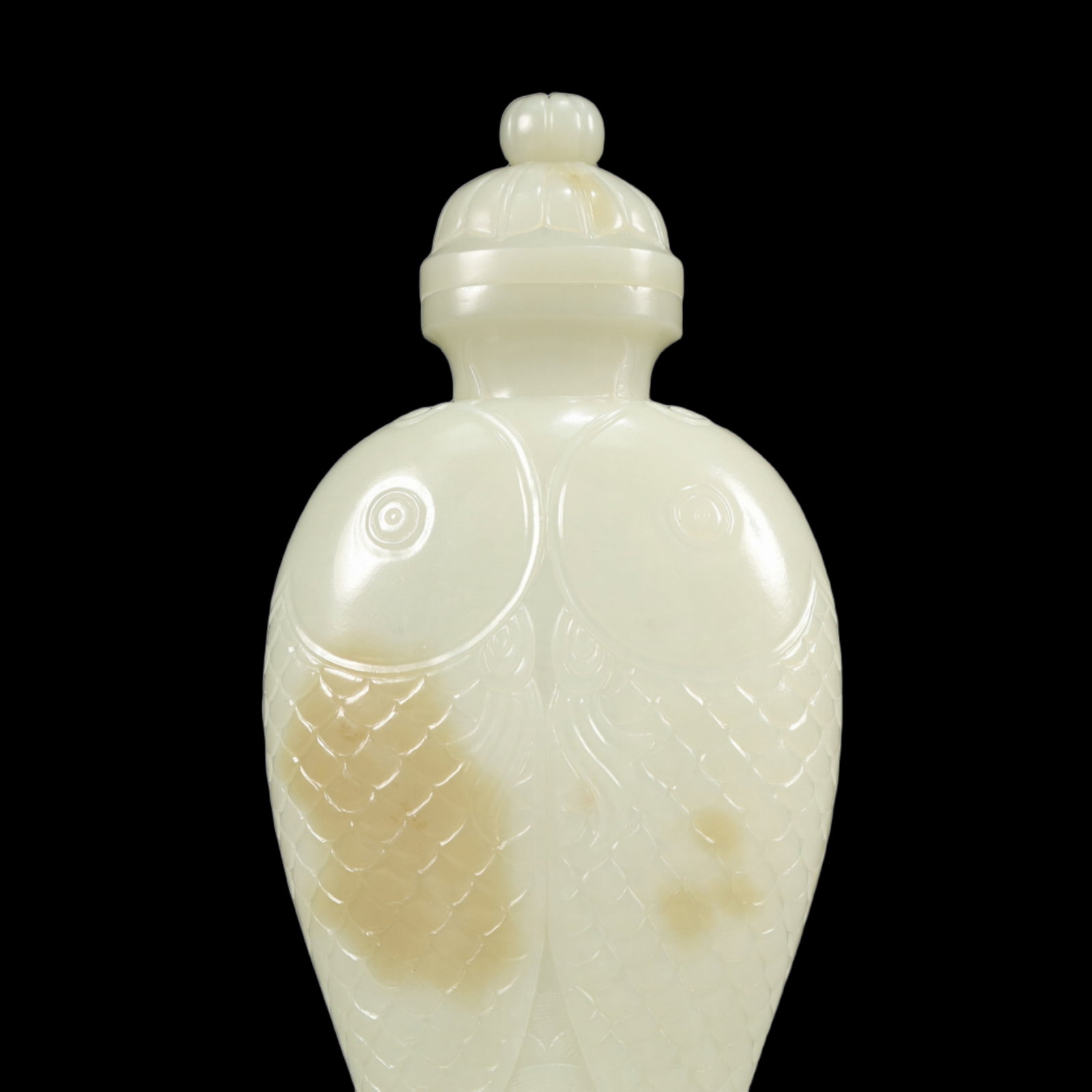 An Exquisite White Jade Fish Pattern Bottle - 7