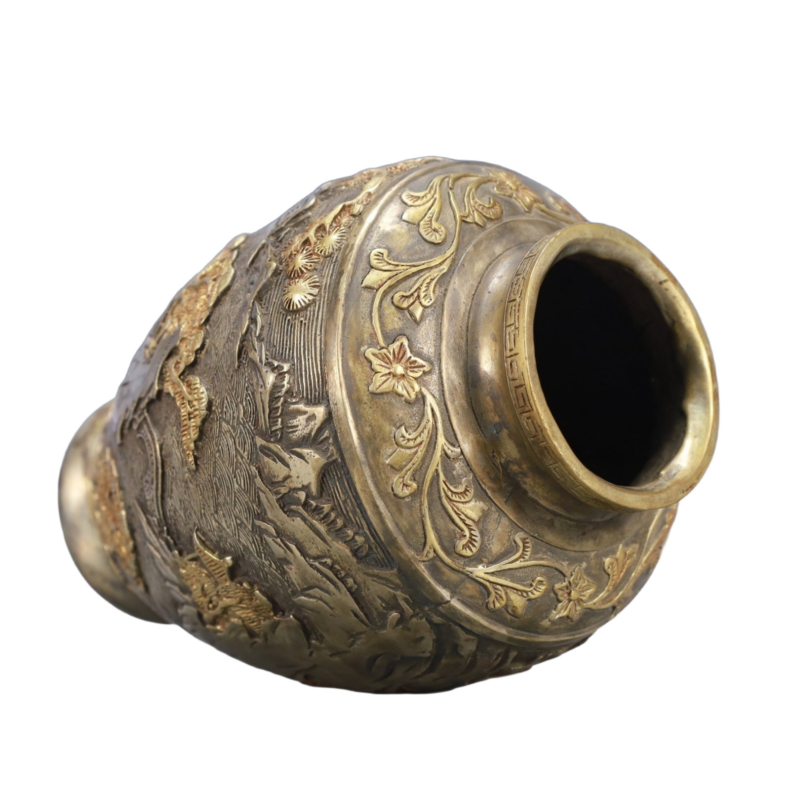 A Rare Gilt Silver Landscape Pattern Vase - 6