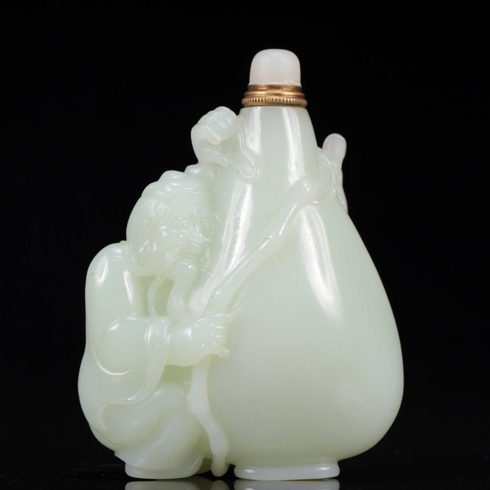 An Exquisite White Jade Figure Pattern Snuff Bottle - 7