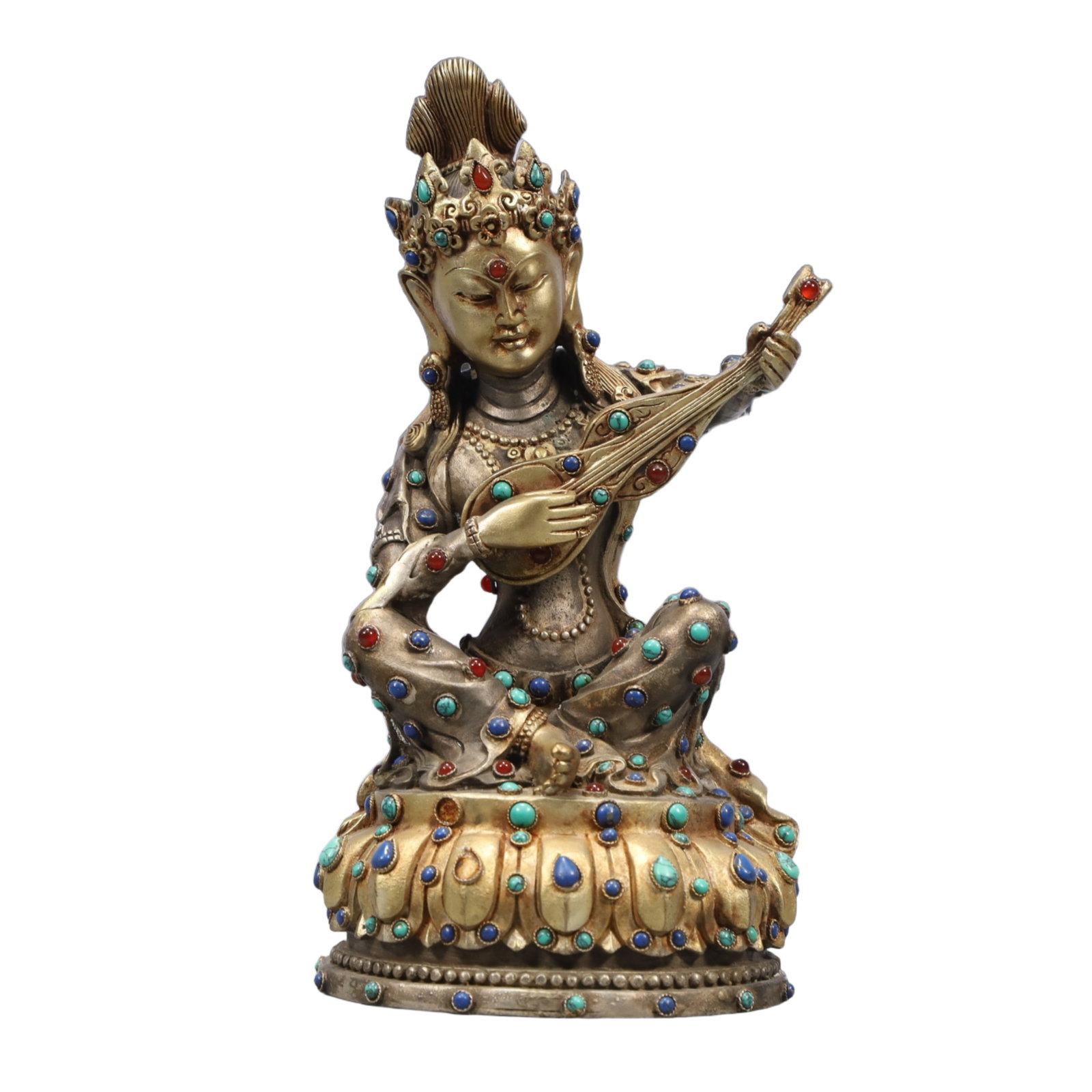 USA Morgan Dollar 1892 Coin: A Rare Gilt Silver Statue of Gadgadasvara,Inlaid Turquoise,Tang Dynasty, China,Size:5.5inx3.9inx9.4in,Weight:1500g