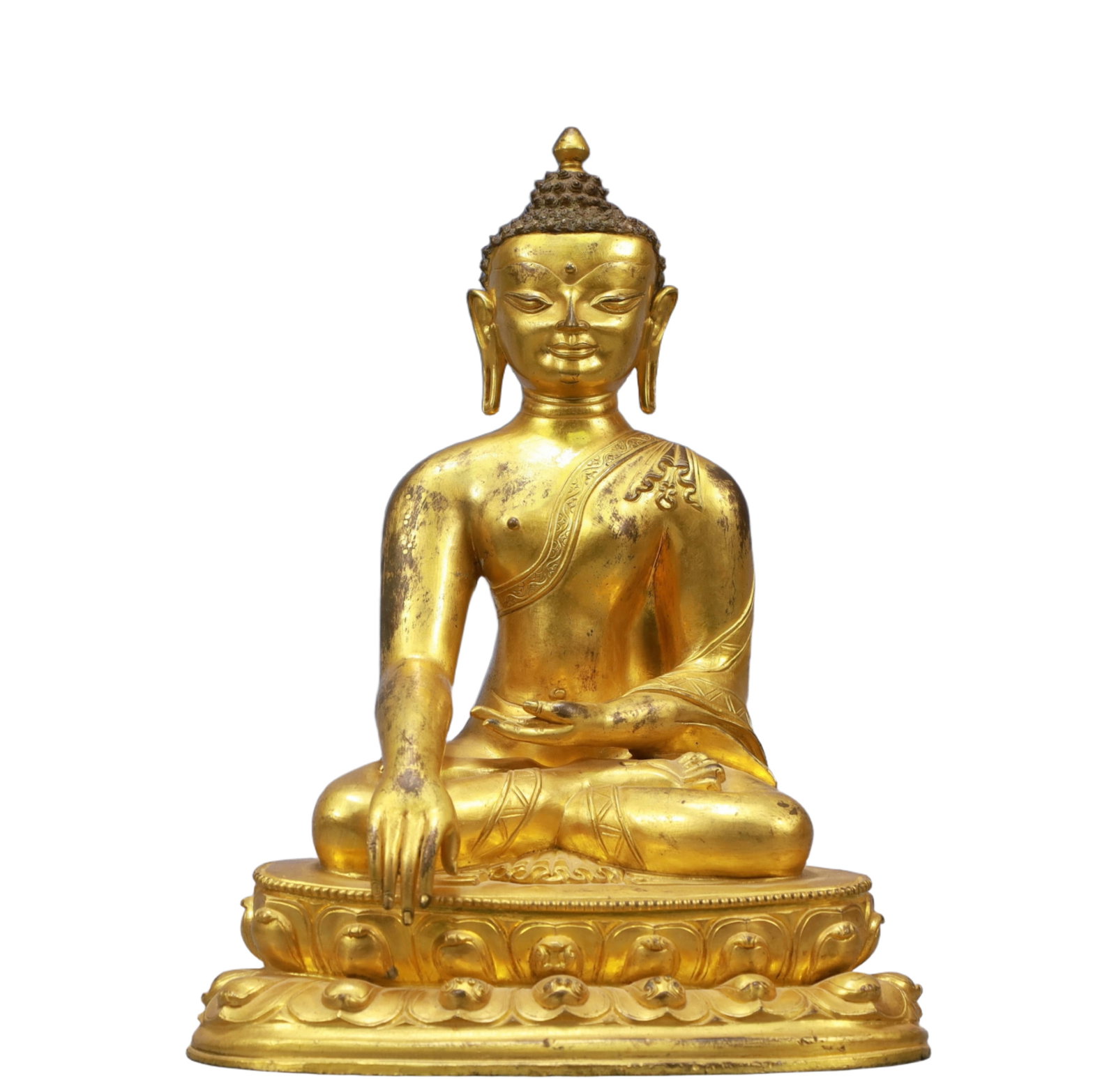 A Exquisite 18k Gold Inlaid 1.00ct Natural Ruby Bracelets,Inlaid Diamond: A Solemn Gilt Bronze Statue of Sakyamuni ,Ming Dynasty, China,Size:8.7inx6.7inx11.8in Weight:5300g 铜鎏金释迦牟尼像,中国明代
