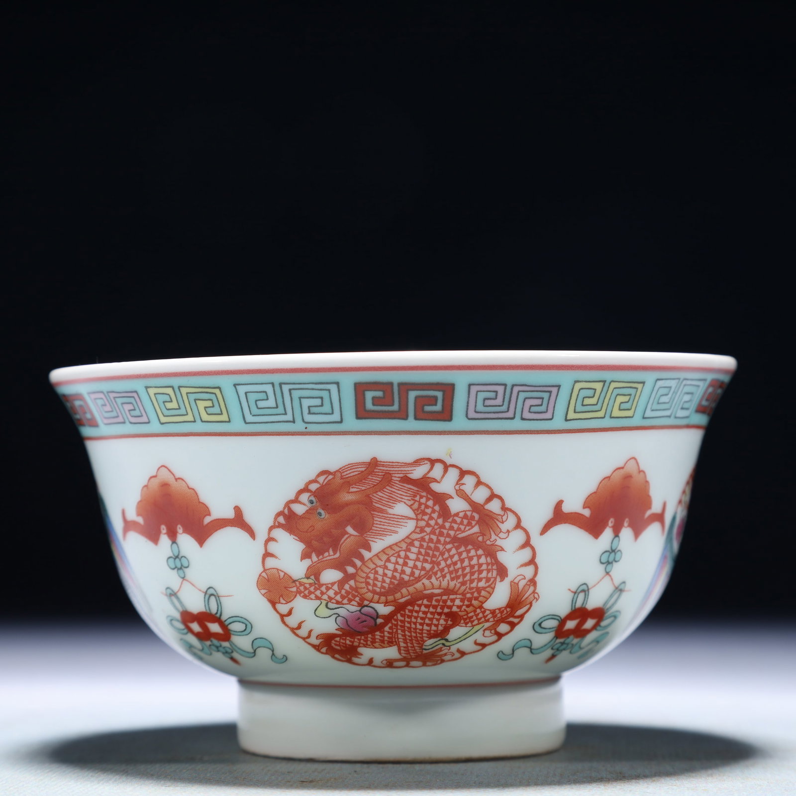 A Pair of Exquisite Bronze-Gold Plated Inlaid Green Jade Earrings,Inlaid Diamond: An Exquisite Famille-Rose Iron-Red Dragon and Phoenix Pattern Bowl,Qing Dynasty,China,Qianlong Four-character Mark,Size:4.3inx2.4in,Weight:150g 粉彩矾红龙凤纹