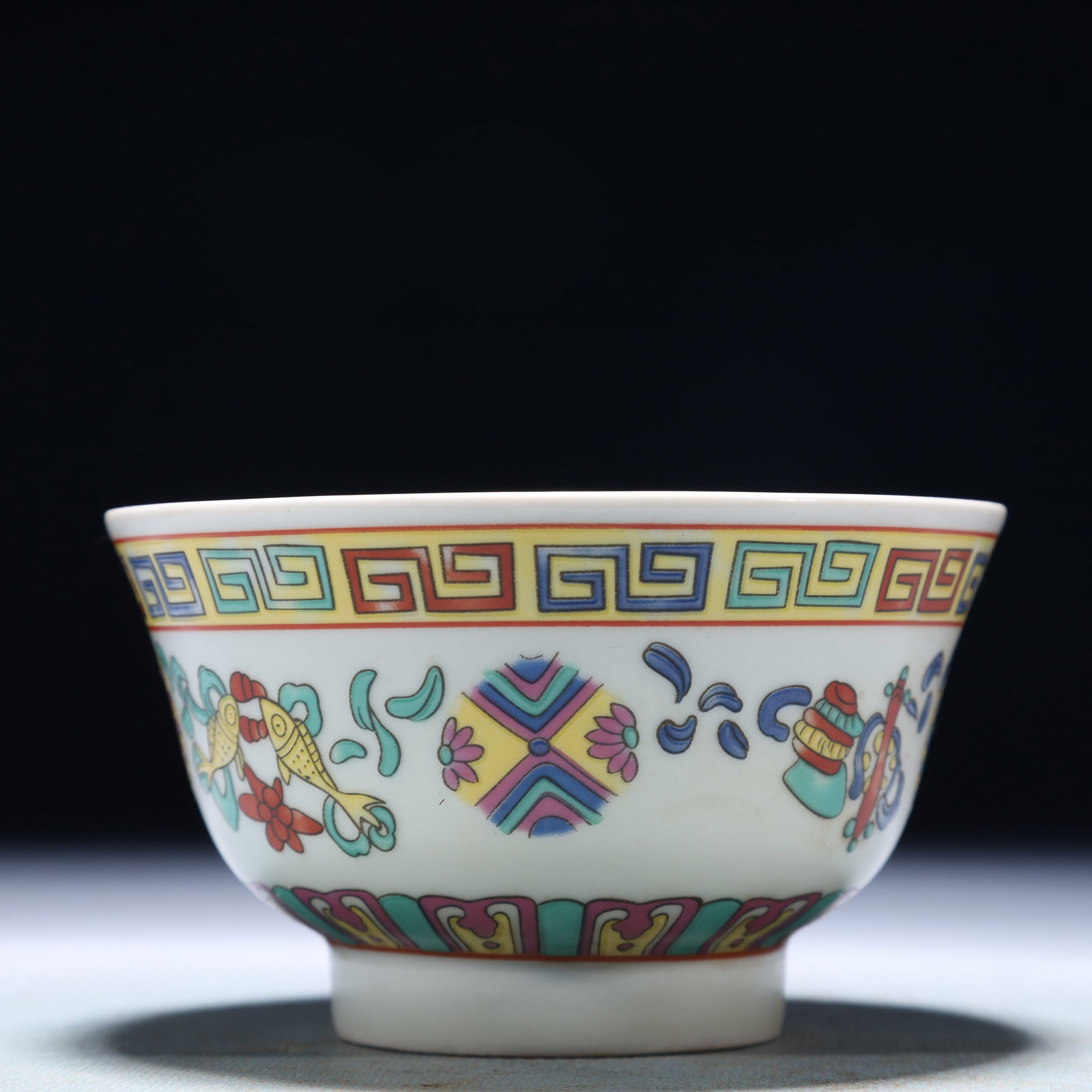 An Exquisite Famille-Rose Painted Gold Flower and Bird Pattern Vase,with poem: An Exquisite Famille-Rose Eight Treasures Pattern Bowl,Qing Dynasty,China,Kangxi Four-character Mark,Size:4.3inx2.6in,Weight:150g