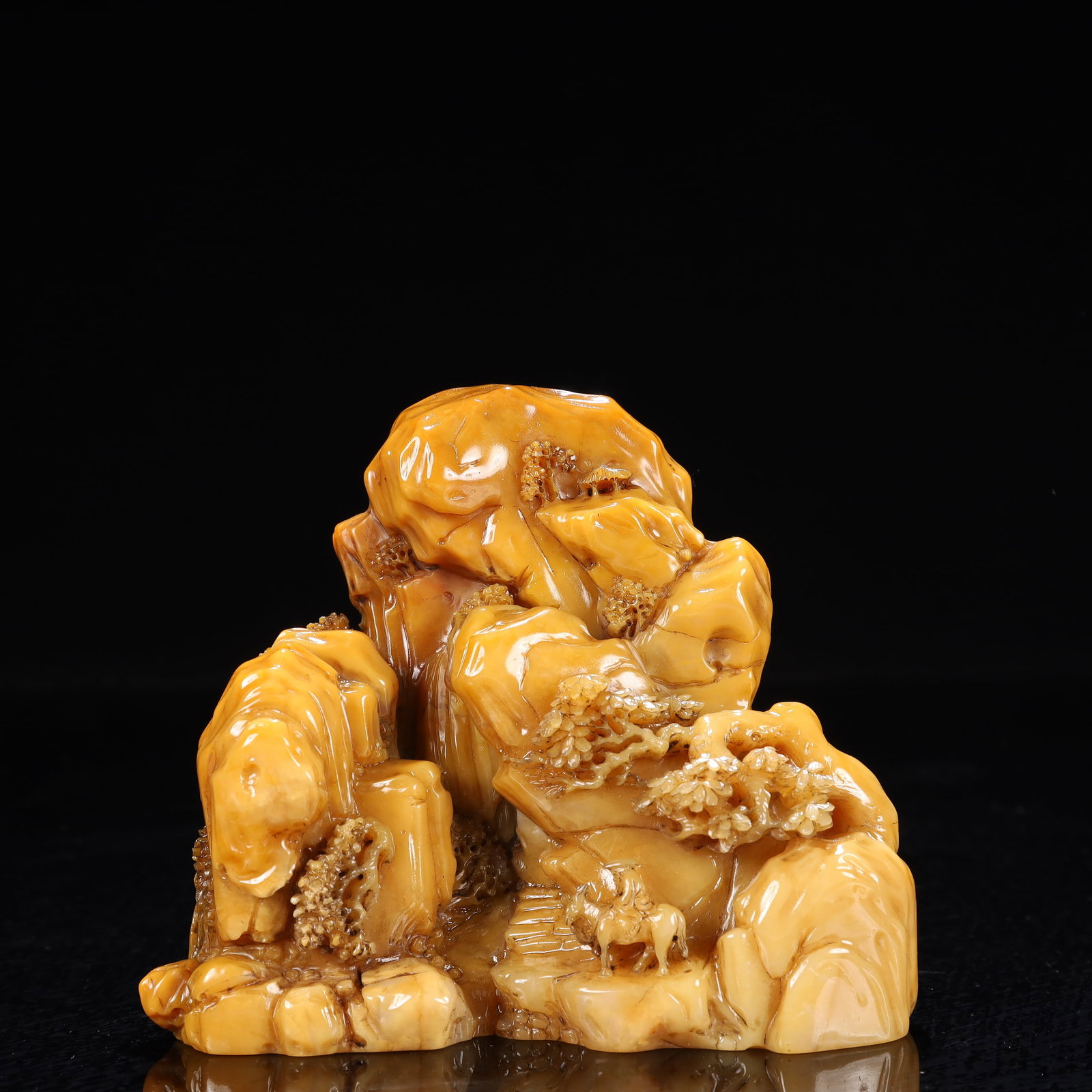 An Exquisite Tianhuang Stone Landscape and Figure Pattern Ornament,With Poem,With Base - 3