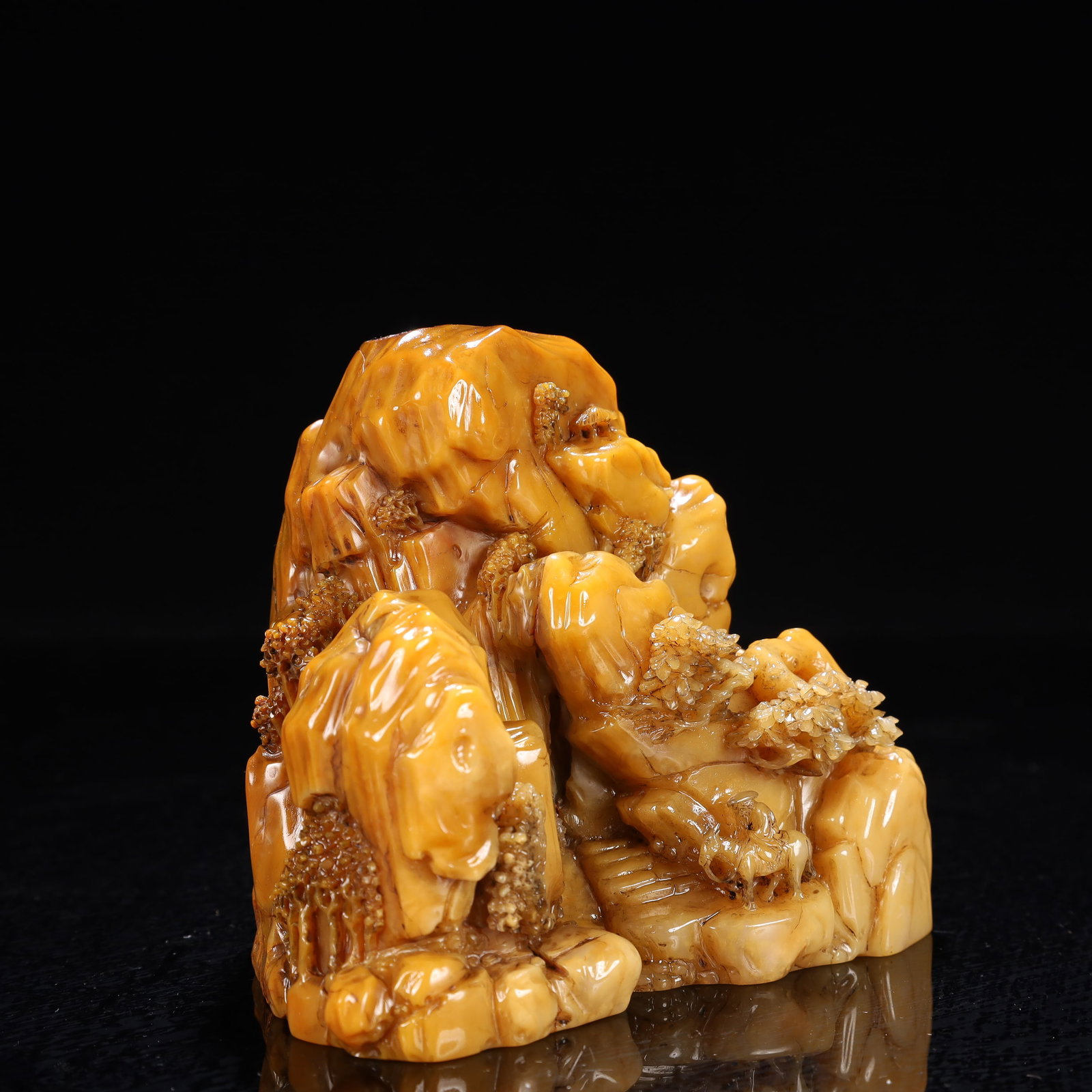 An Exquisite Tianhuang Stone Landscape and Figure Pattern Ornament,With Poem,With Base - 4