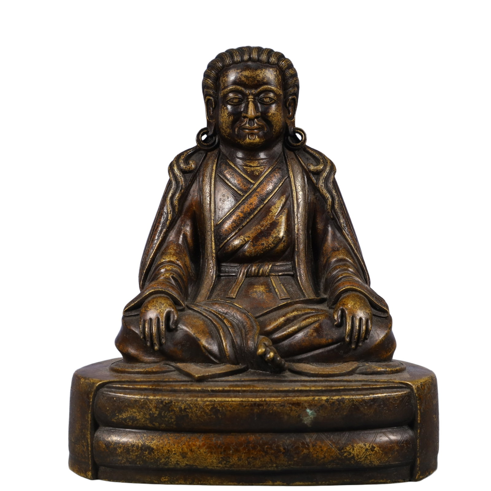A Solemn Gilt Bronze Statue of Tara: A Solemn Bronze Buddha Statue,With Inscription,Qing Dynasty, China,Size:7.7inx5.1inx4.5in,Weight:3100g 铜佛像,带铭文,中国清代