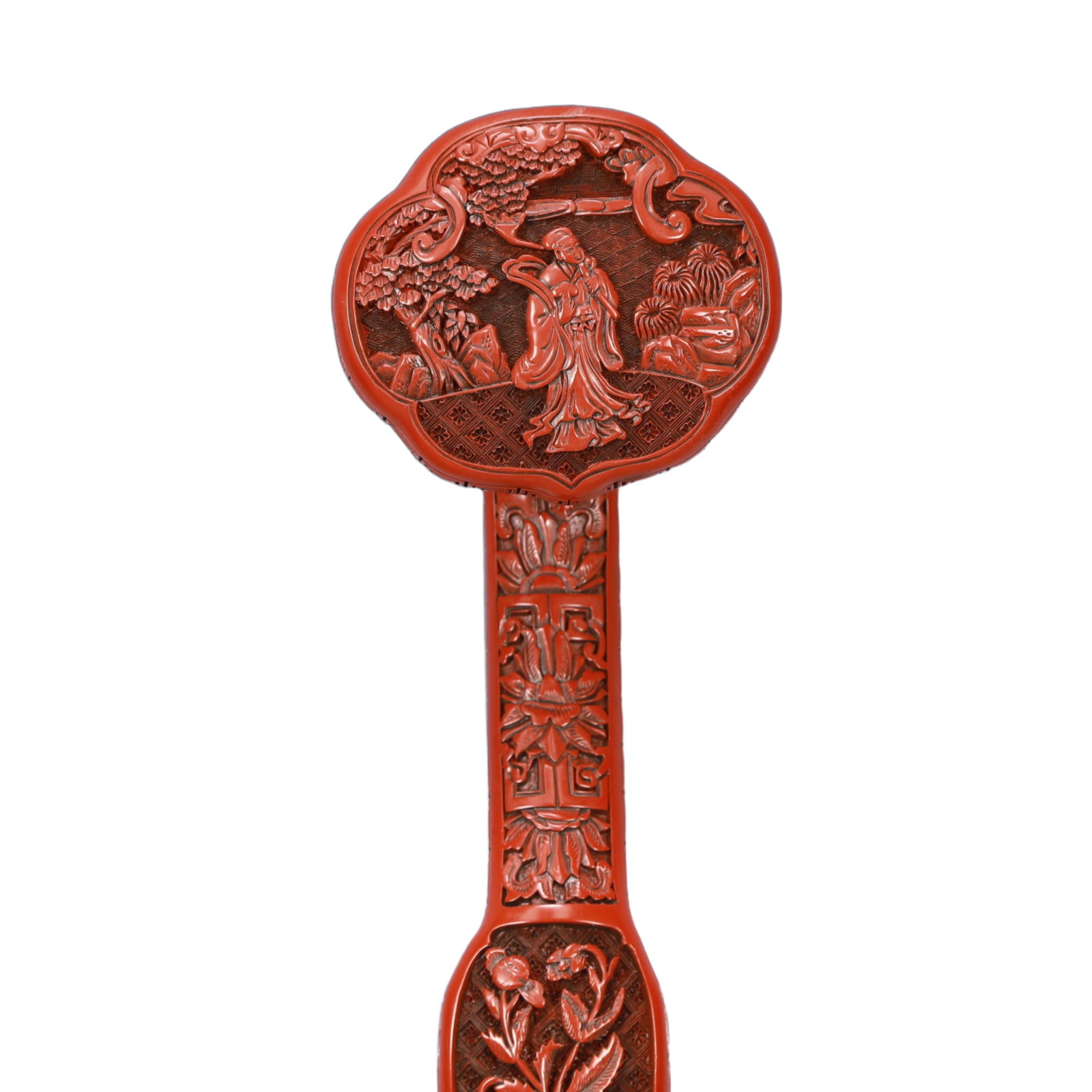 A Huge Carved Red Lacquer Dragon Pattern Ruyi - 2