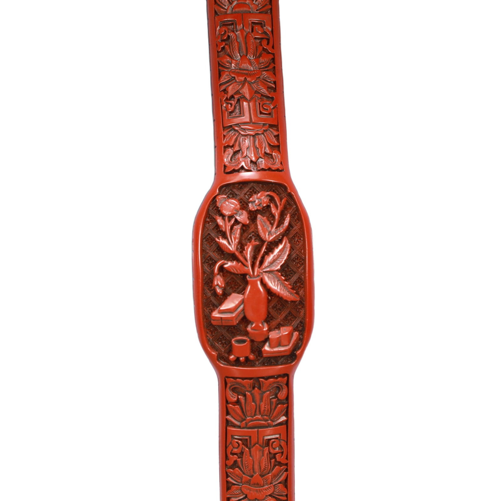 A Huge Carved Red Lacquer Dragon Pattern Ruyi - 3