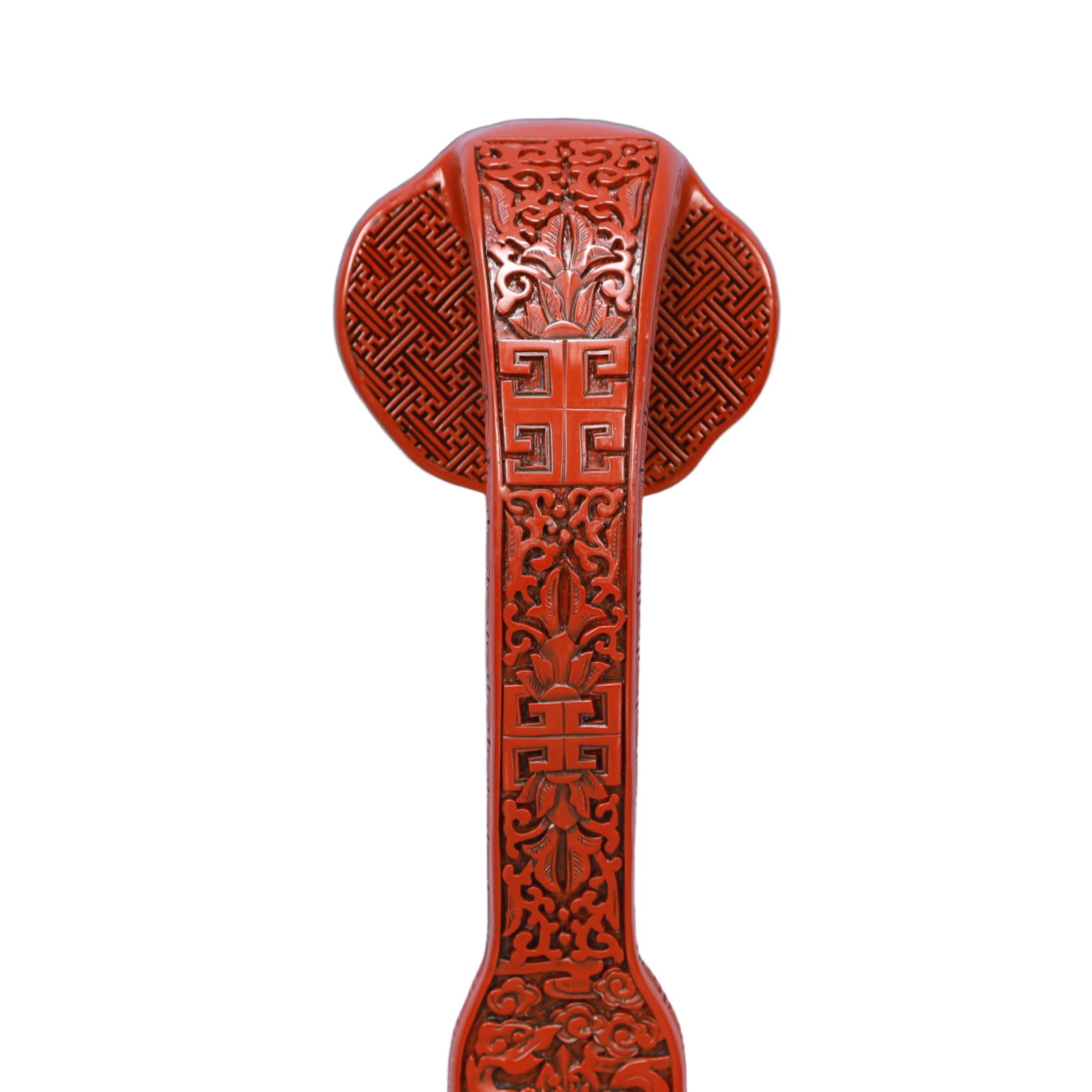 A Huge Carved Red Lacquer Dragon Pattern Ruyi - 6
