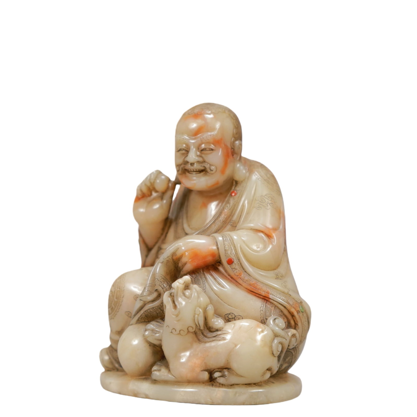 A Rare Shoushan Stone Statue of Arhat - 2