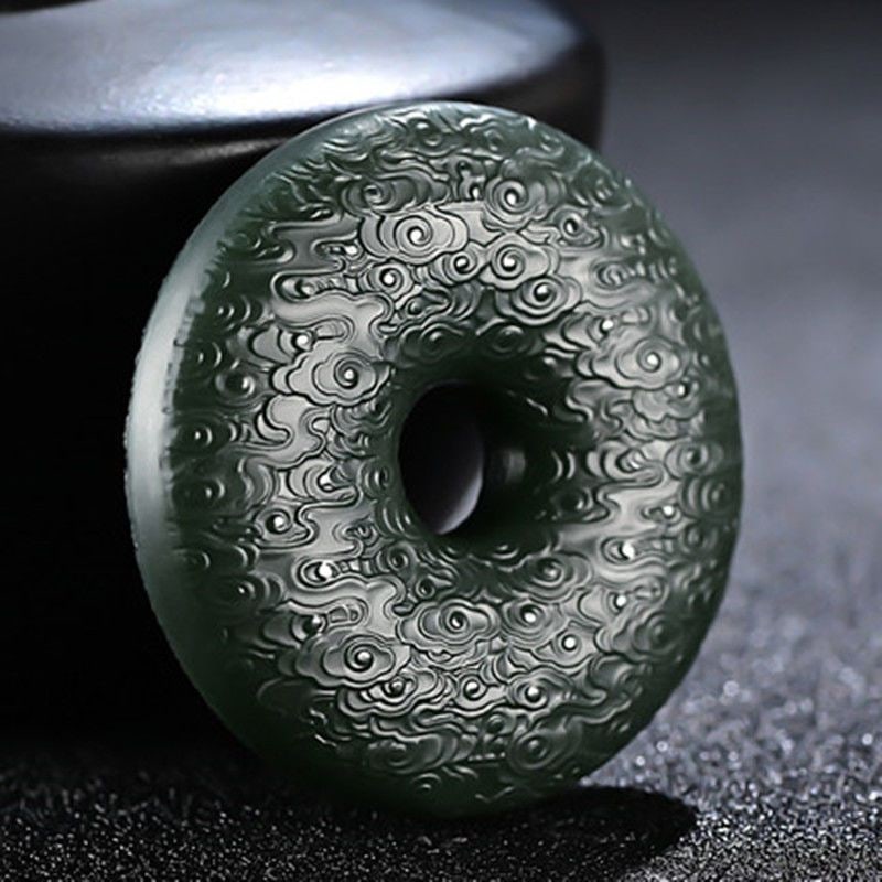 An Exquisite Cyan jade Auspicious Cloud Pattern Pendant - 3