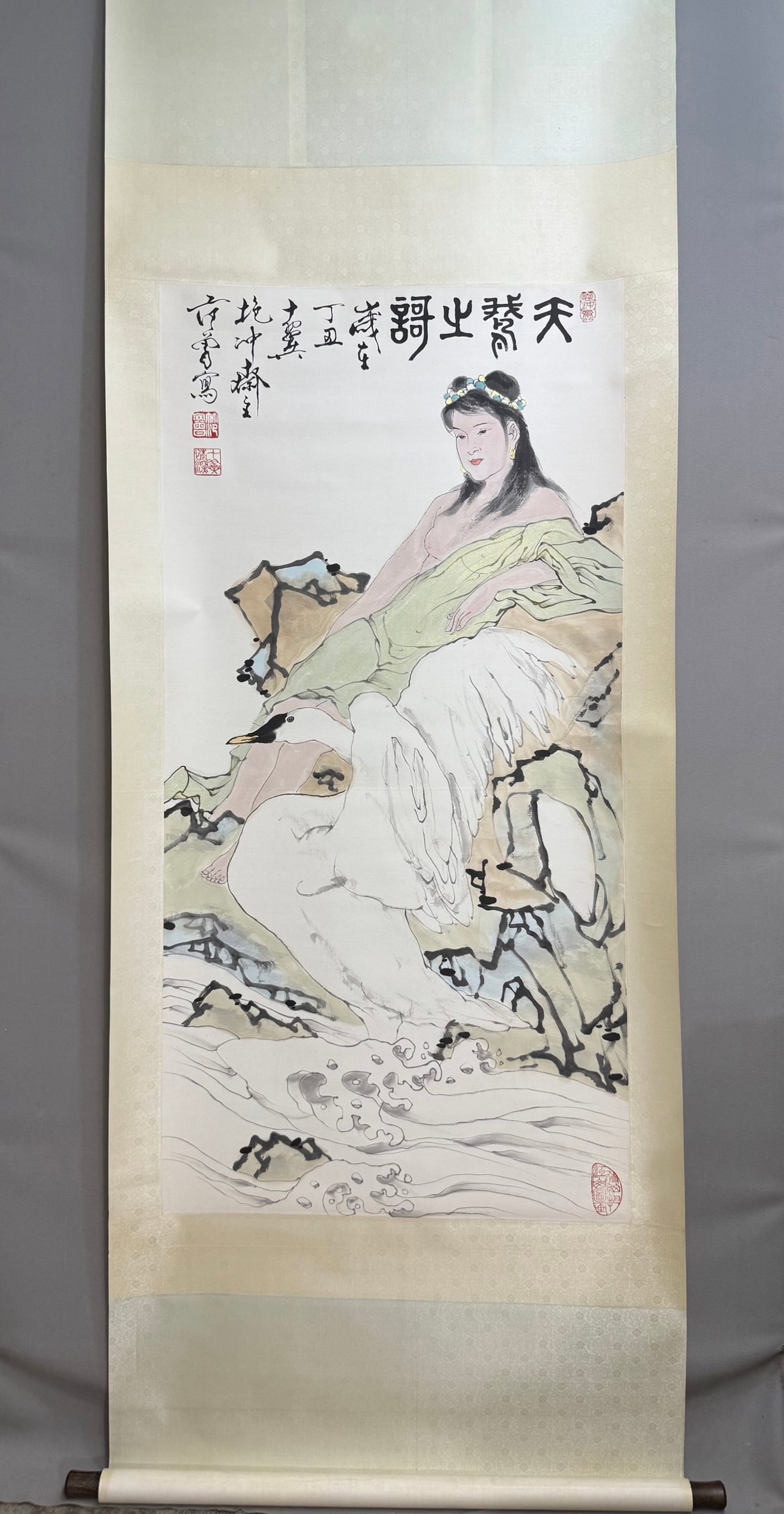 A Chinese Vertical Scroll Ink Painting of Character and Story on Paper: A Chinese Vertical Scroll Ink Painting of Character and Story on Paper,Fan Zeng,Size:54.3inx27.2in 一幅中国水墨人物故事画立ů