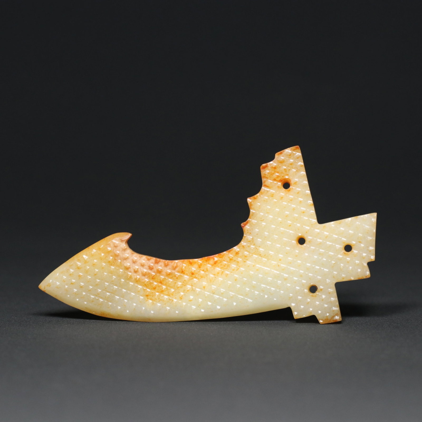 An Exquisite White Jade Ornament: An Exquisite White Jade Ornament,Han Dynasty,China,Size:5.3inx2.8inx0.4in,Weight:91.7g 白玉摆件,中国汉代