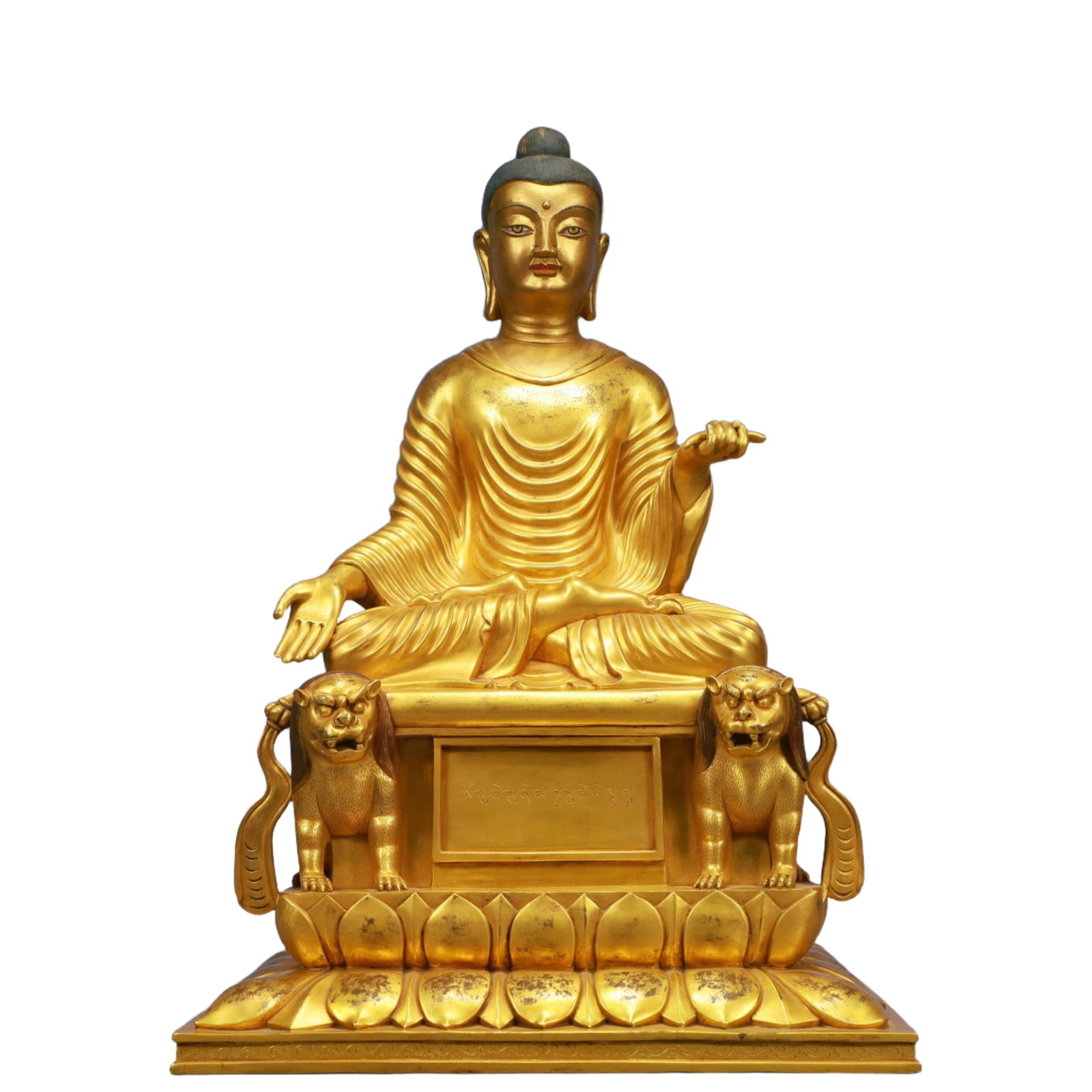 A Solemn Gilt Bronze Statue of Amitayus, With Inscription (1 of 10)