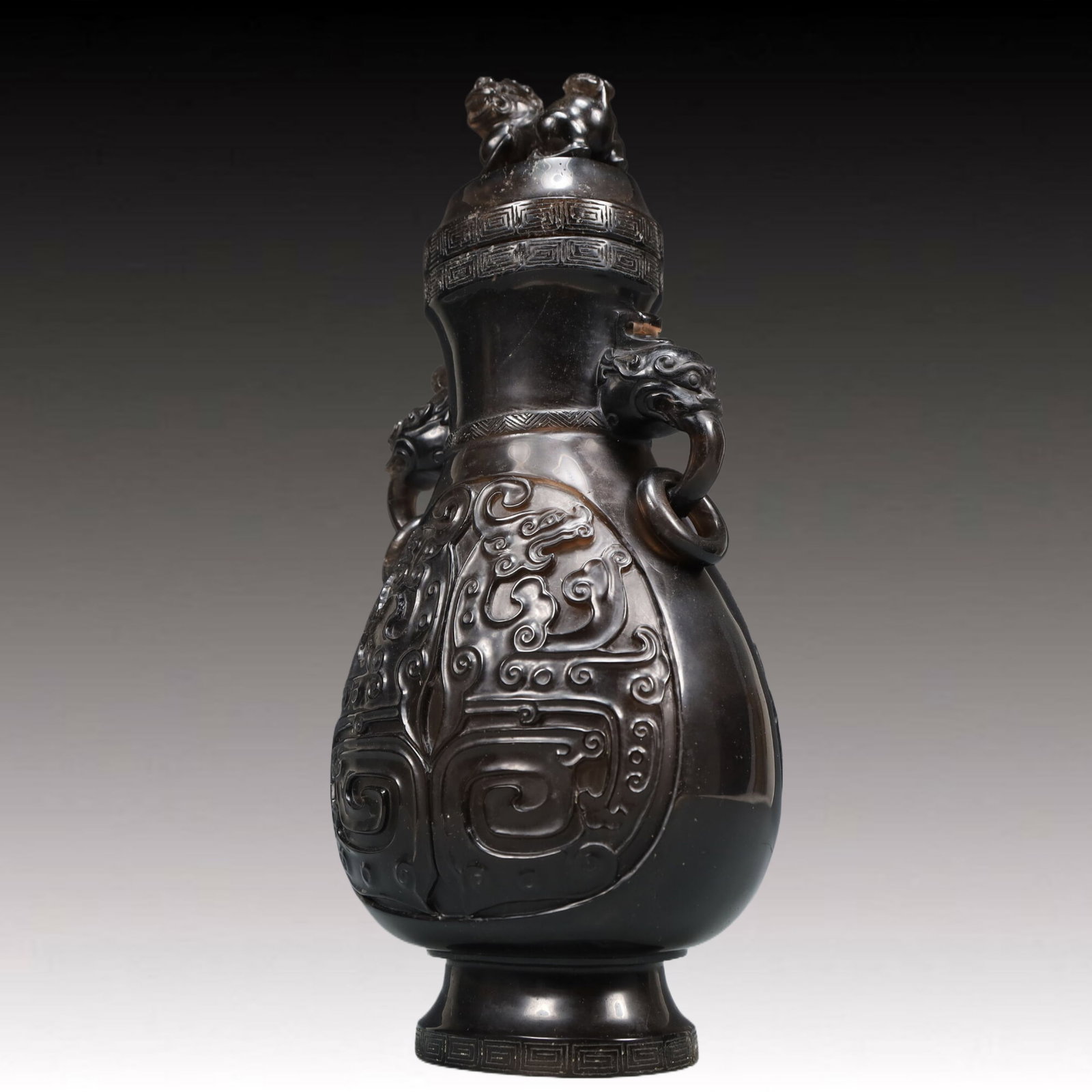 An Exquisite Crystal Beast-Face Pattern Double-Ears Vase - 4