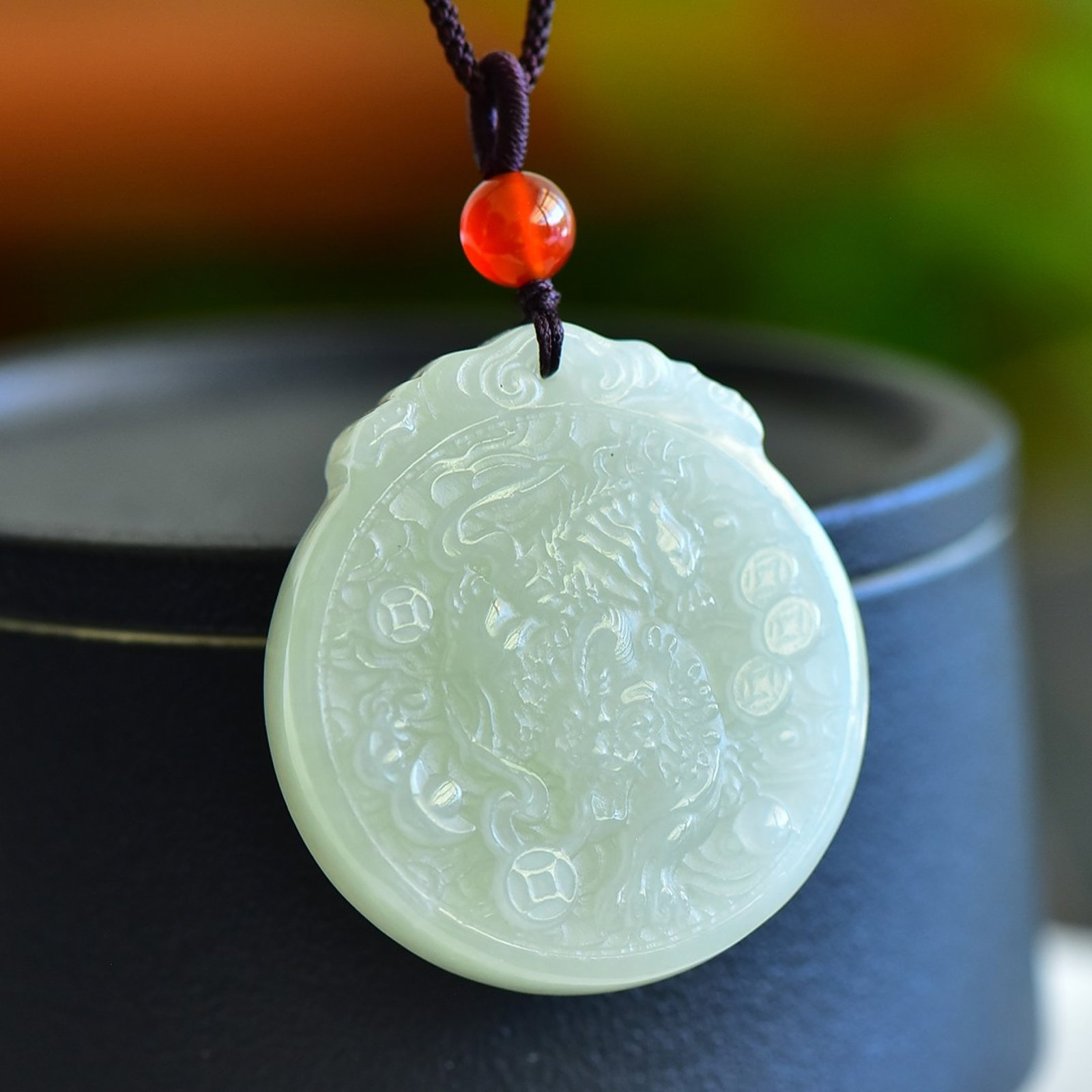 An Exquisite White Jade Wealth-Attracting Creature Pendant: An Exquisite White Jade Wealth-Attracting Creature Pendant,Size:1.9inx2in 白玉貔貅挂件
