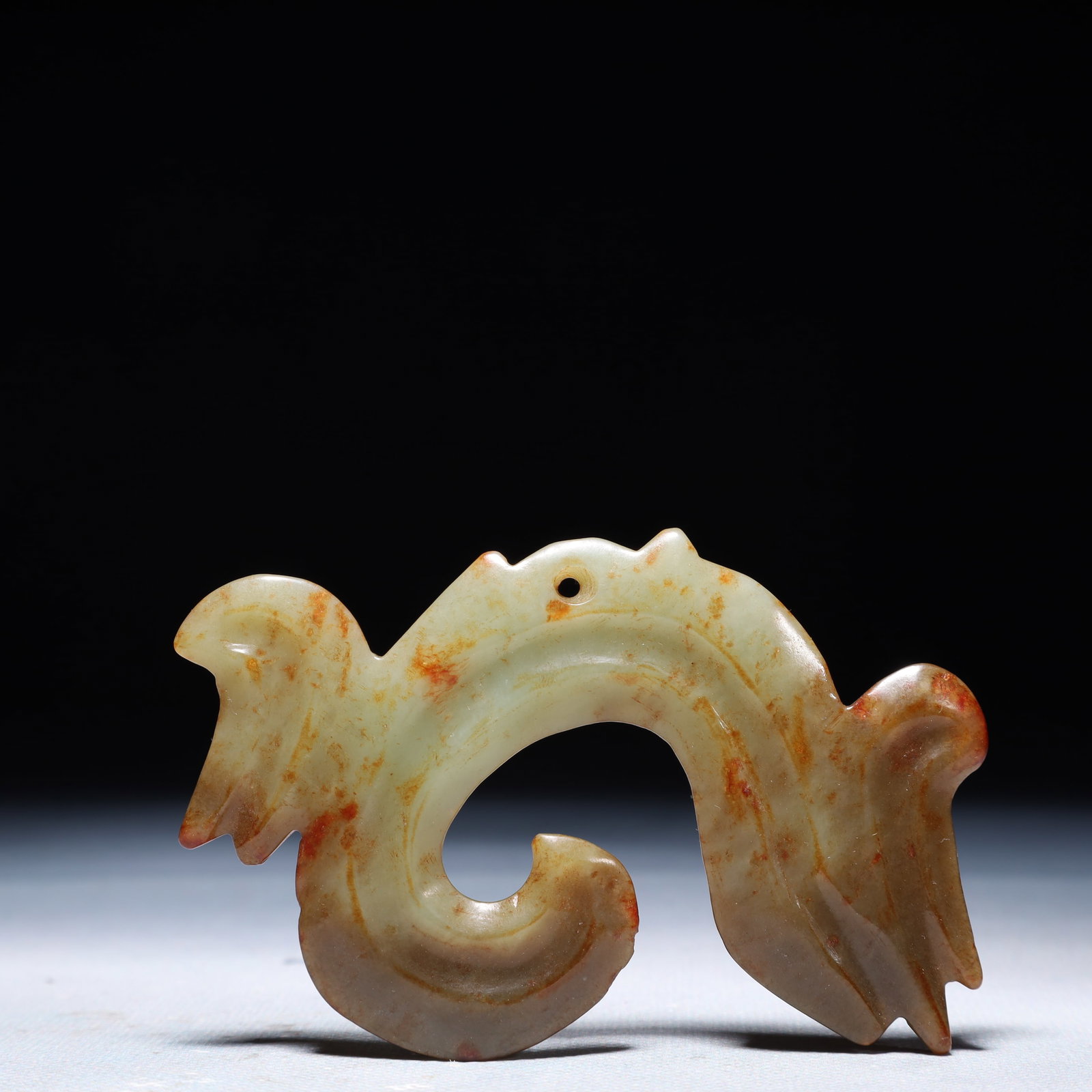 An Archaic Hongshan Culture Greenish Jade Pendant: An Archaic Hongshan Culture Greenish Jade Pendant,Ancient Time,China,Size:3.5inx2.4in,Weight:41x7g