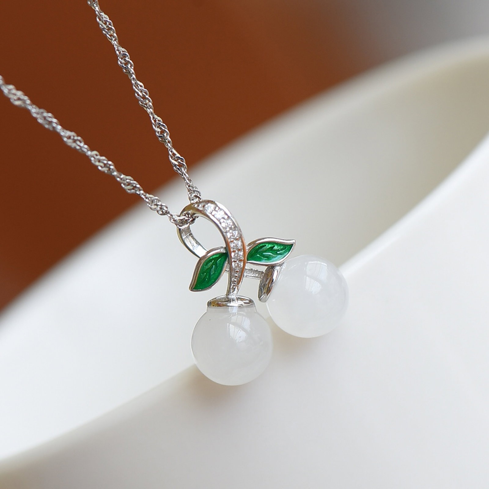 An Exquisite Sterling Silver Inlaid White Jade Pendant , Inlaid Diamond: An Exquisite Sterling Silver Inlaid White Jade Pendant , Inlaid Diamond , Size :0.3inx0.3in