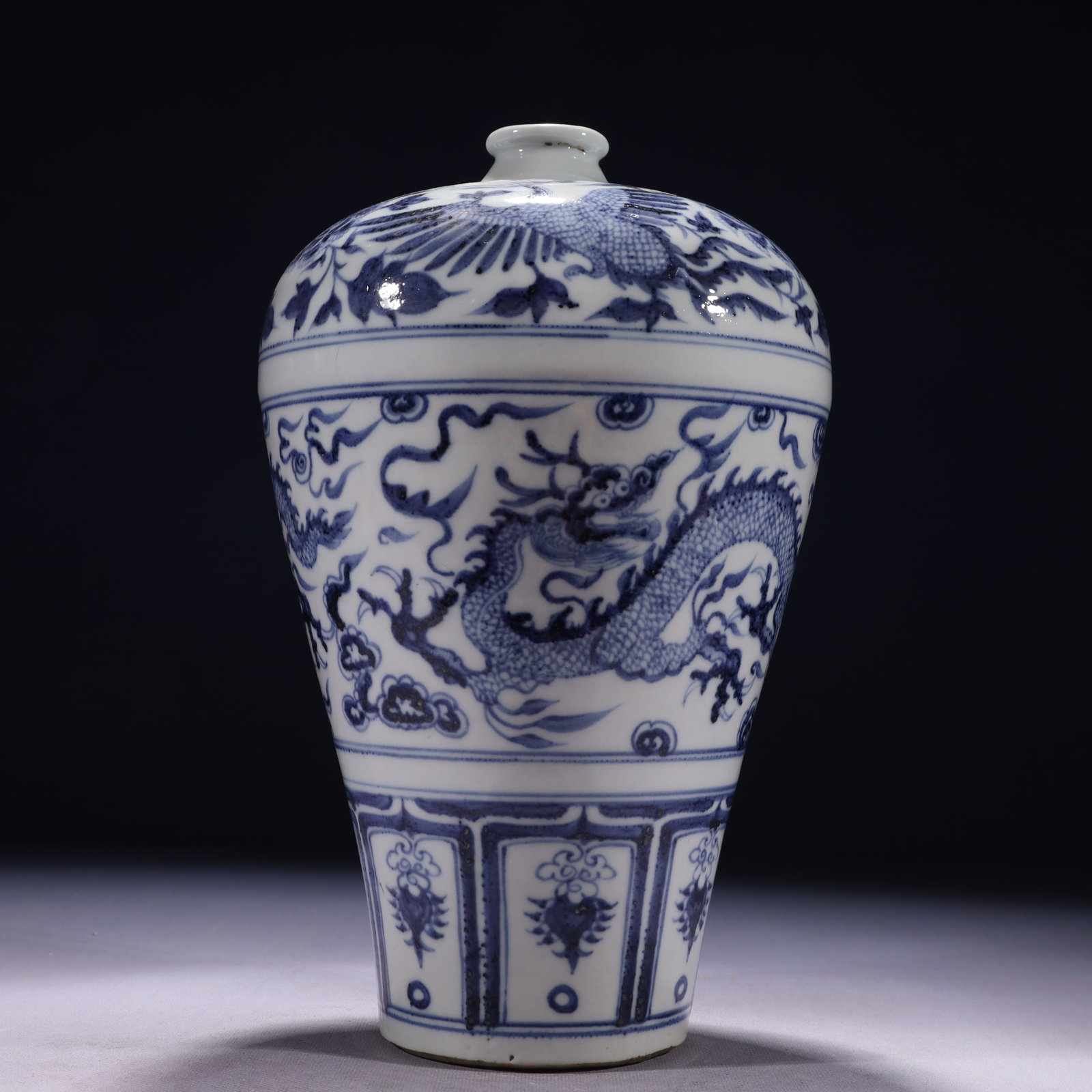 An Exquisite Blue and White Dragon and Phoenix Pattern Vase (1 of 14)