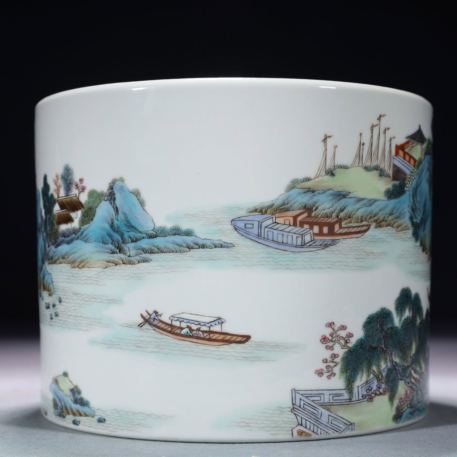 An Exquisite Enamel Landscape Pattern Brush Pot - 7