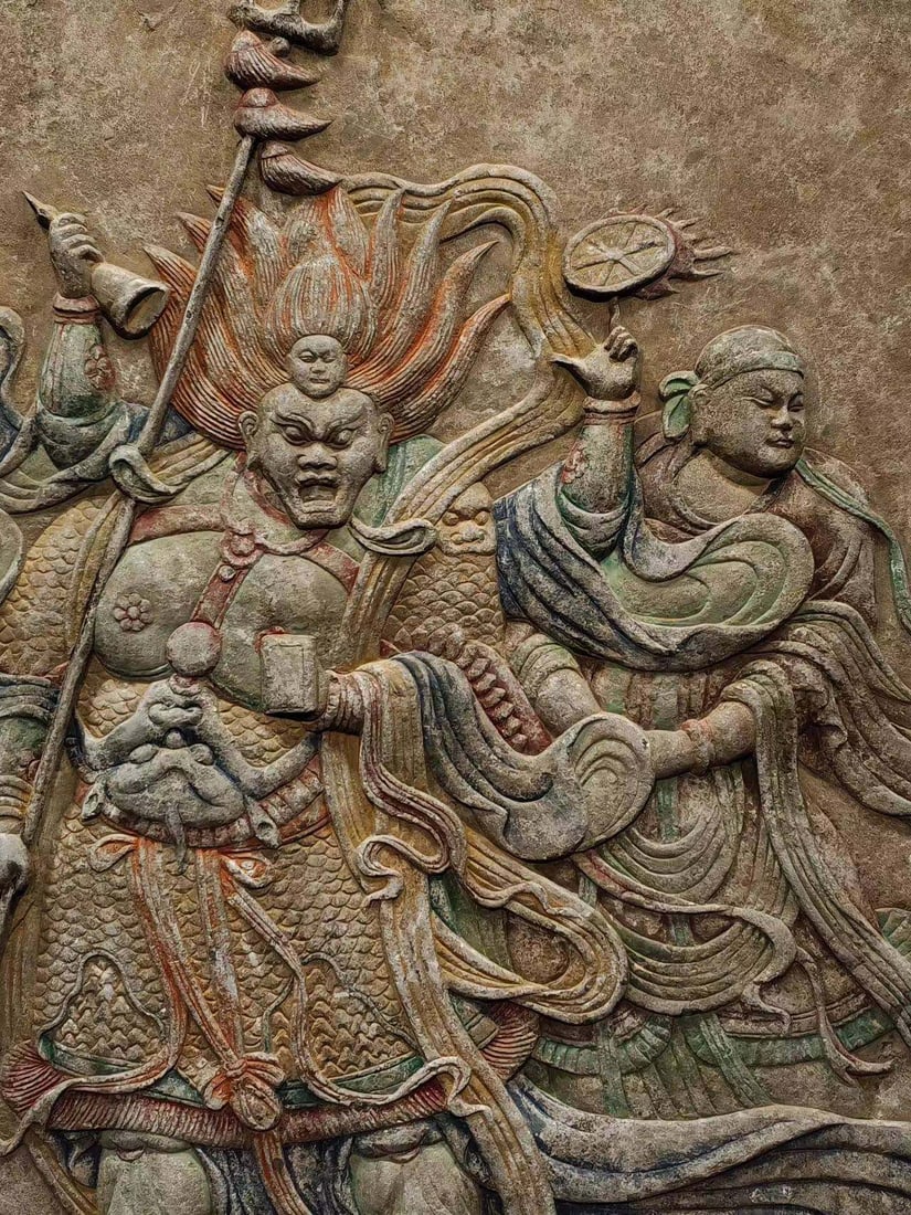 A Rare Limestone Figure Pattern Ornament - 2