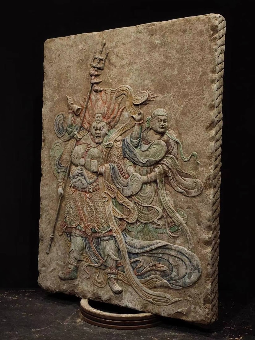 A Rare Limestone Figure Pattern Ornament - 3