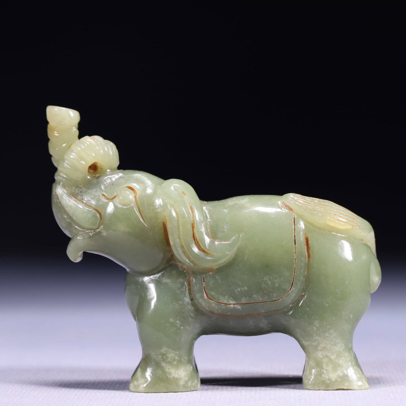 An Exquisite Green Jade Elephant Ornament (1 of 9)