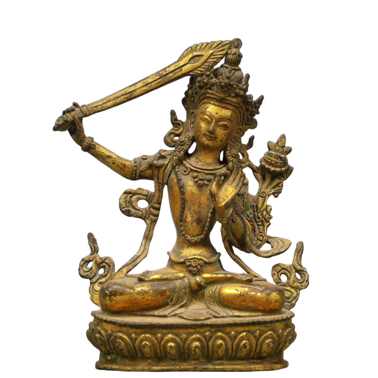 A Solemn Gilt Bronze Buddha Statue: A Solemn Gilt Bronze Buddha Statue,Qing Dynasty, China,Size:3.7inx1.8inx5.1in,Weight:400g 铜鎏金佛像,中国清代