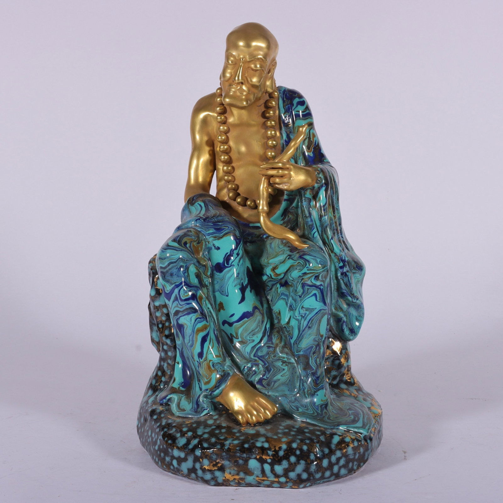 An Exquisite Robin's-Egg-Glazed Statue of Arhat (1 of 9)