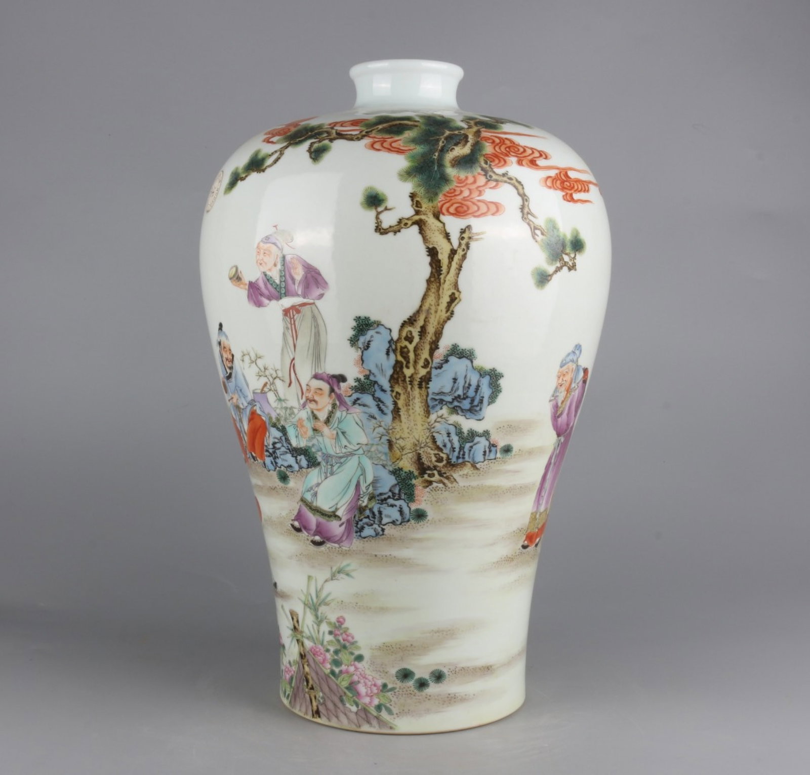 A Rare Famille-Rose Character and Story Pattern Vase: A Rare Famille-Rose Character and Story Pattern Vase,Qing Dynasty,China,Yongzheng Six-character Mark,Size:15.2inx9.8in