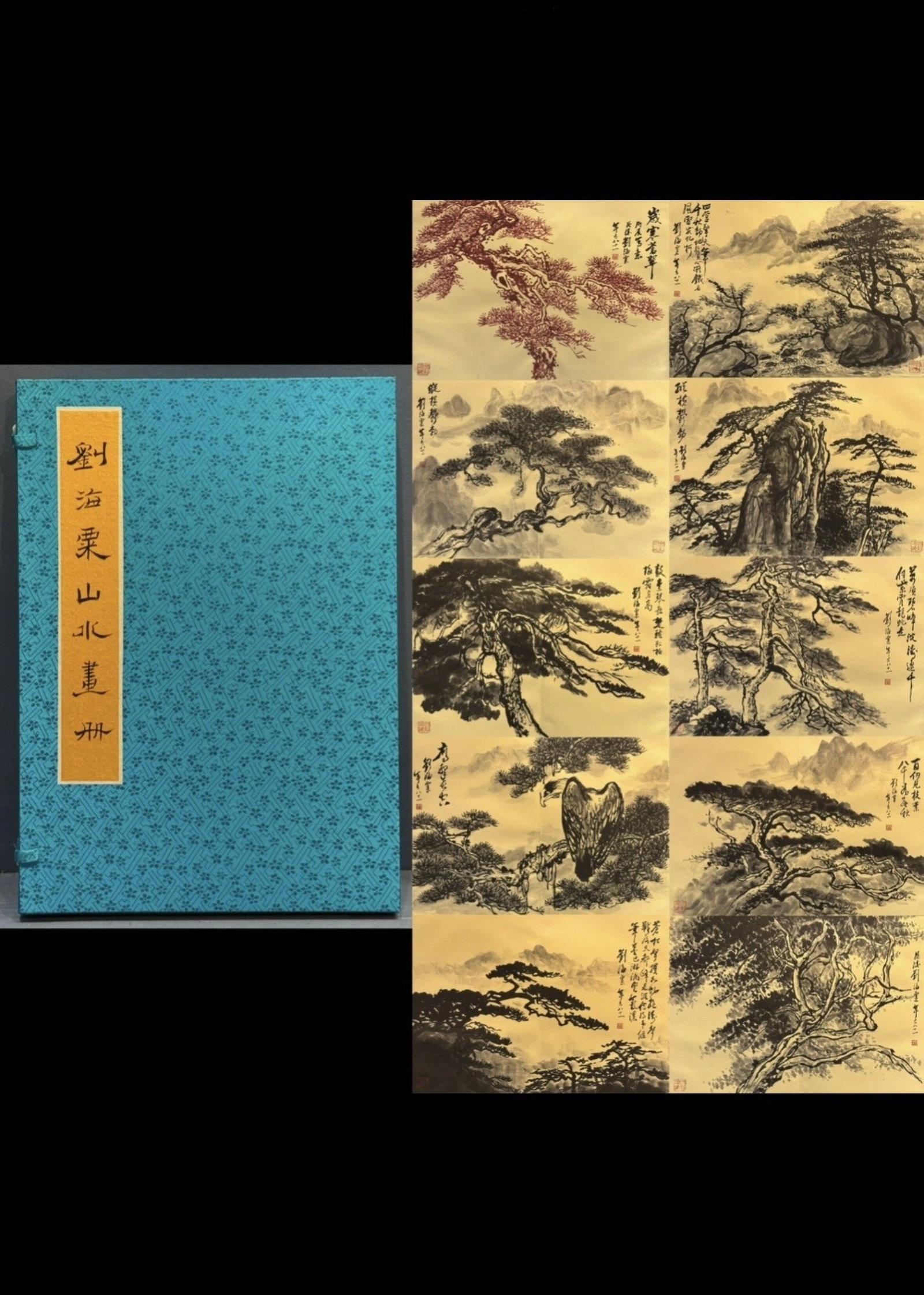 A Chinese Album Ink Painting of Landscape on Paper: A Chinese Album Ink Painting of Landscape on Paper,Liu Haisu,Size:(Album)12.6inx17.7in,(Without Frame)25.2inx17.7in