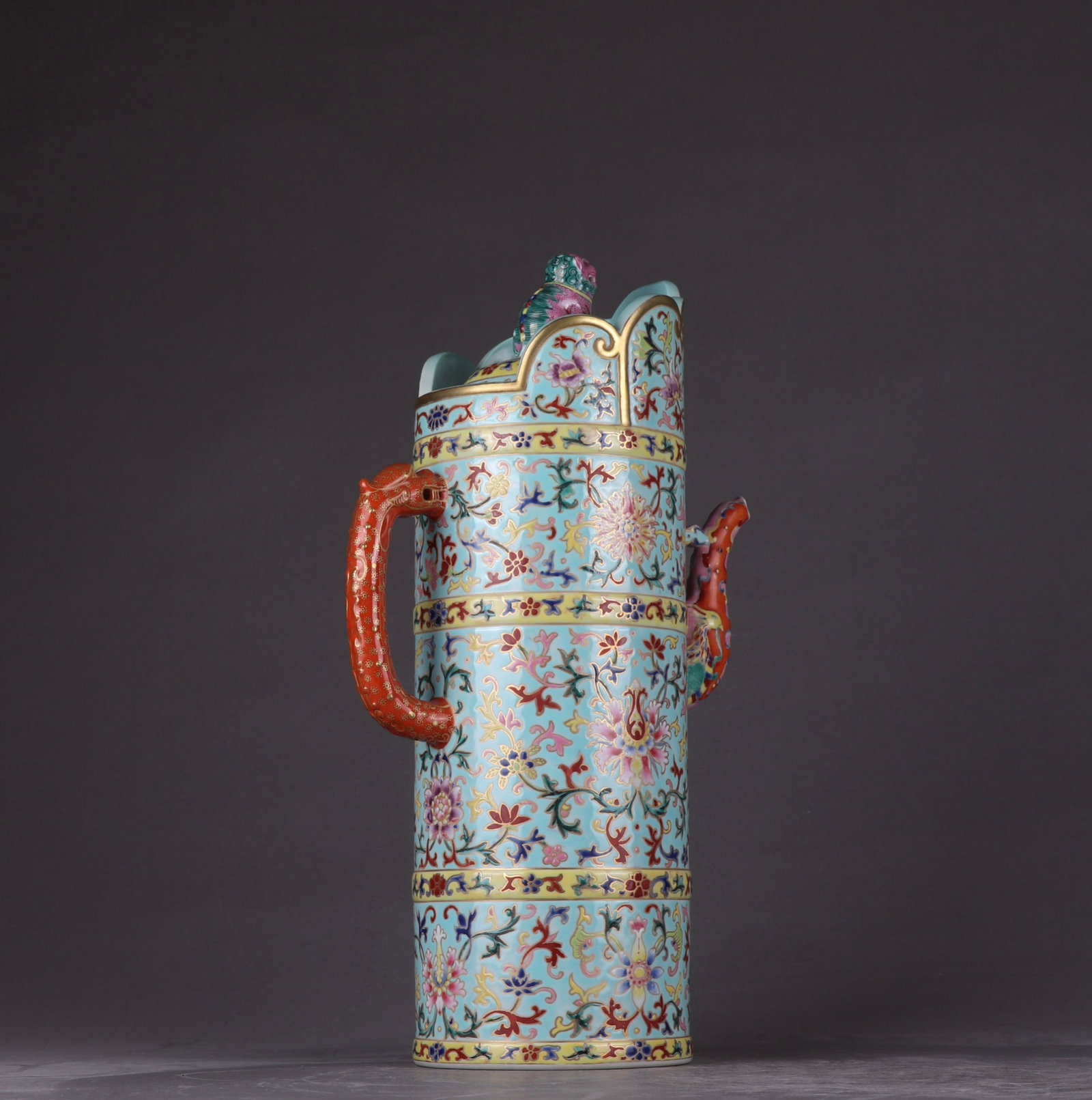 A Rare Enamel Lotus Pattern Pot - 2