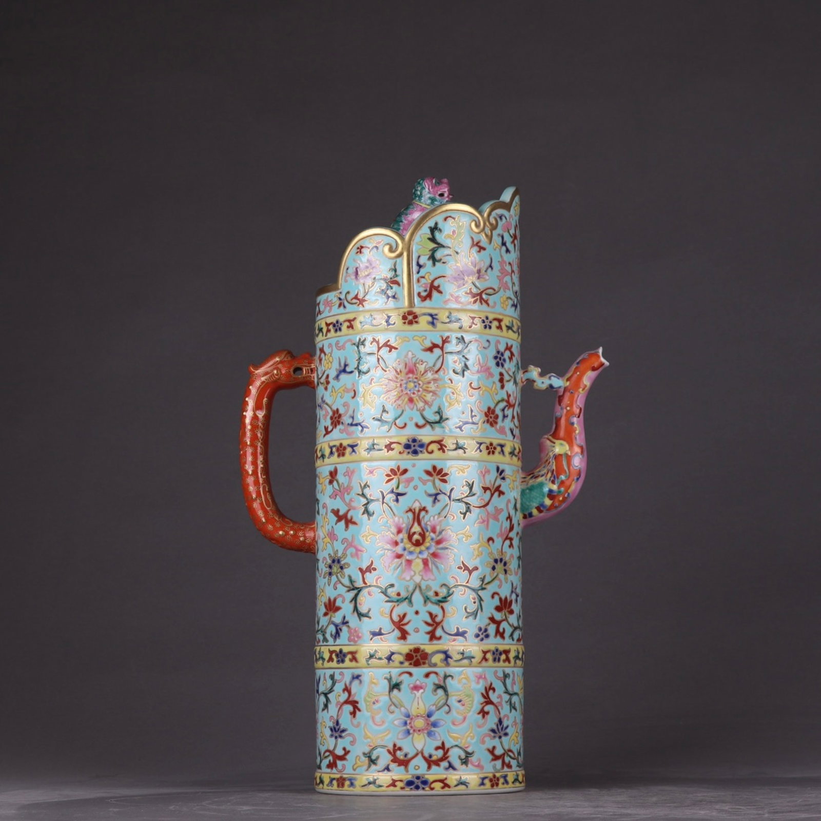 A Rare Enamel Lotus Pattern Pot - 3