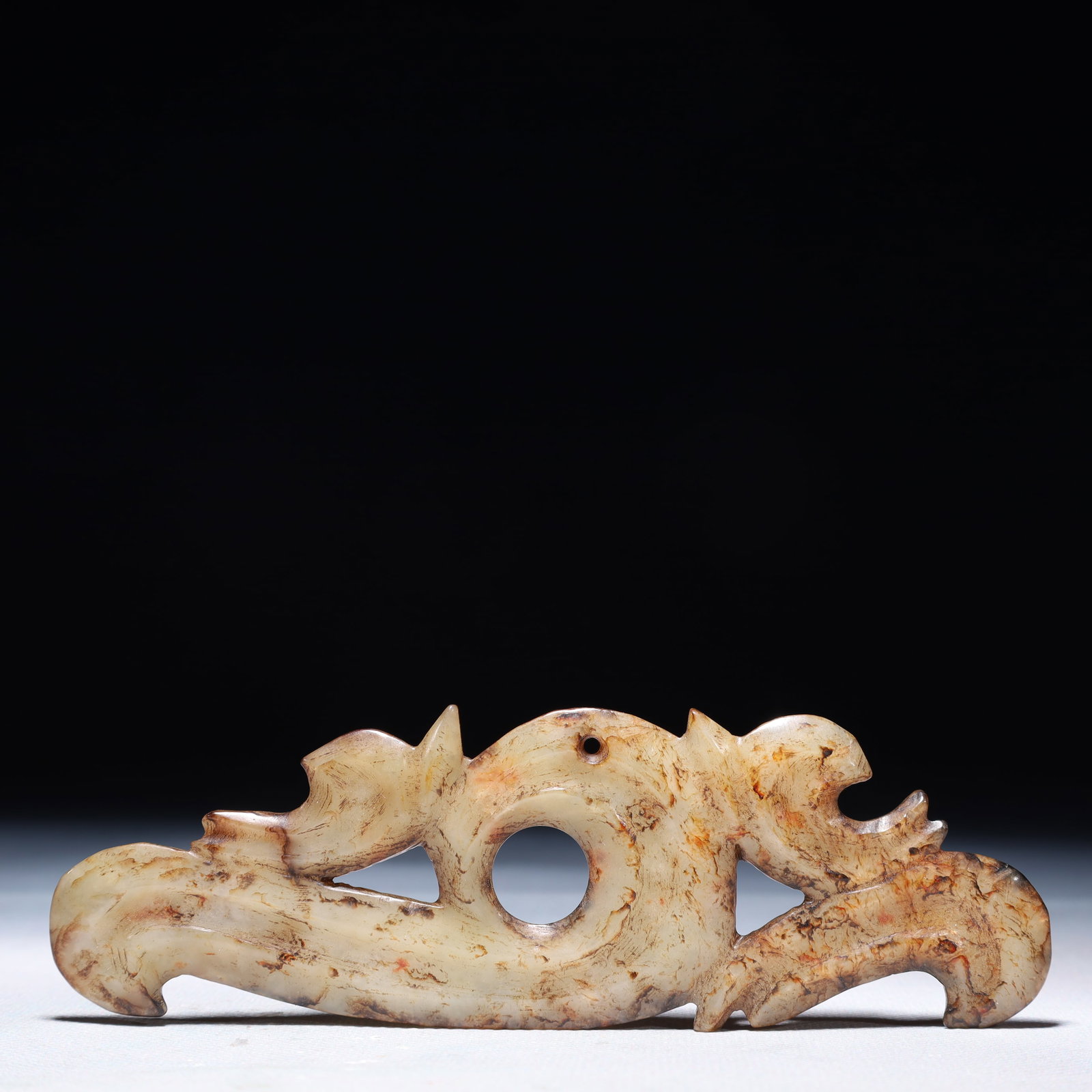 An Archaic Hongshan Culture White Jade Pendant: An Archaic Hongshan Culture White Jade Pendant,Ancient Time,China,Size:5.7inx1.8in,Weight:58.4g