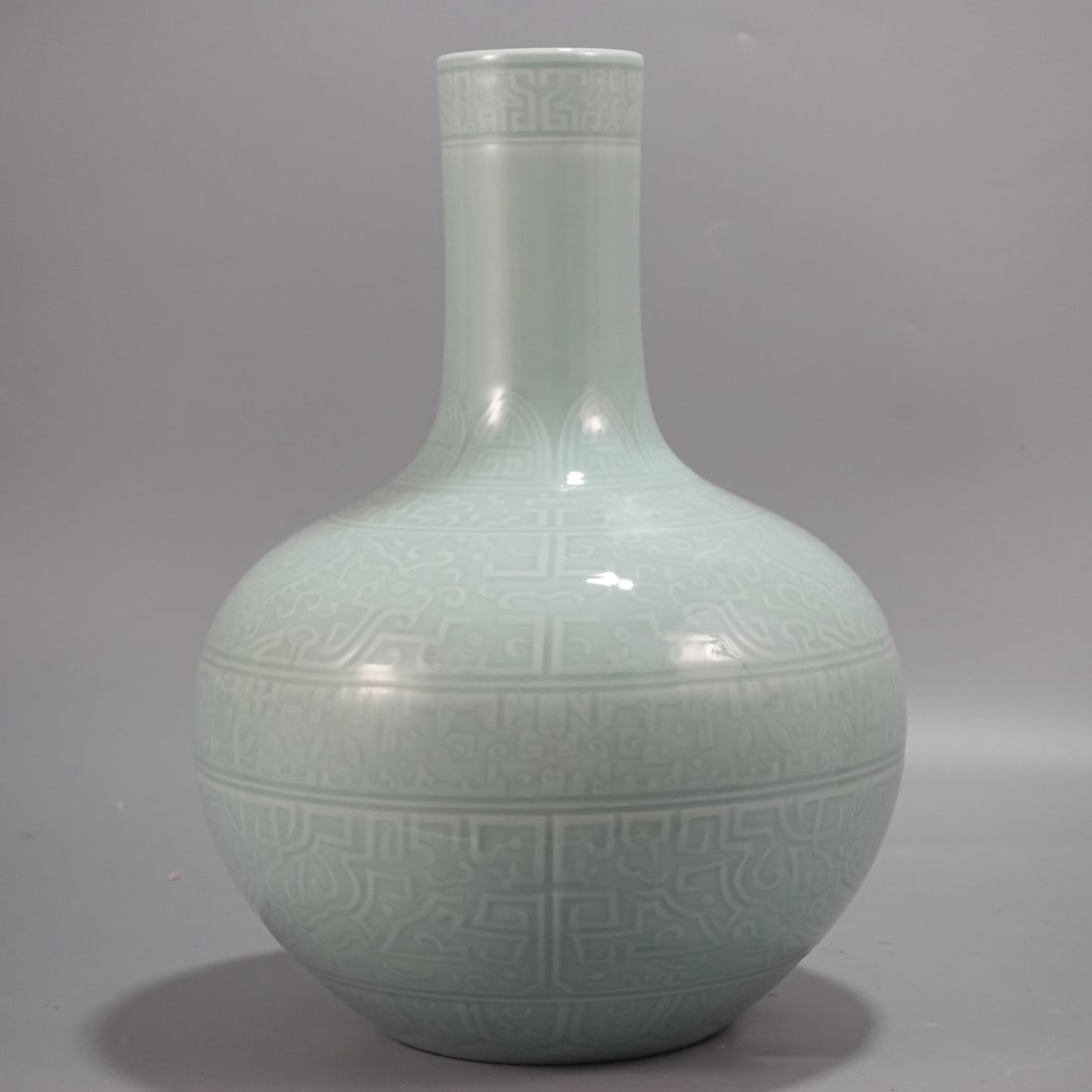 A Rare Celadon Glazed Beast-Face Pattern Vase - 3