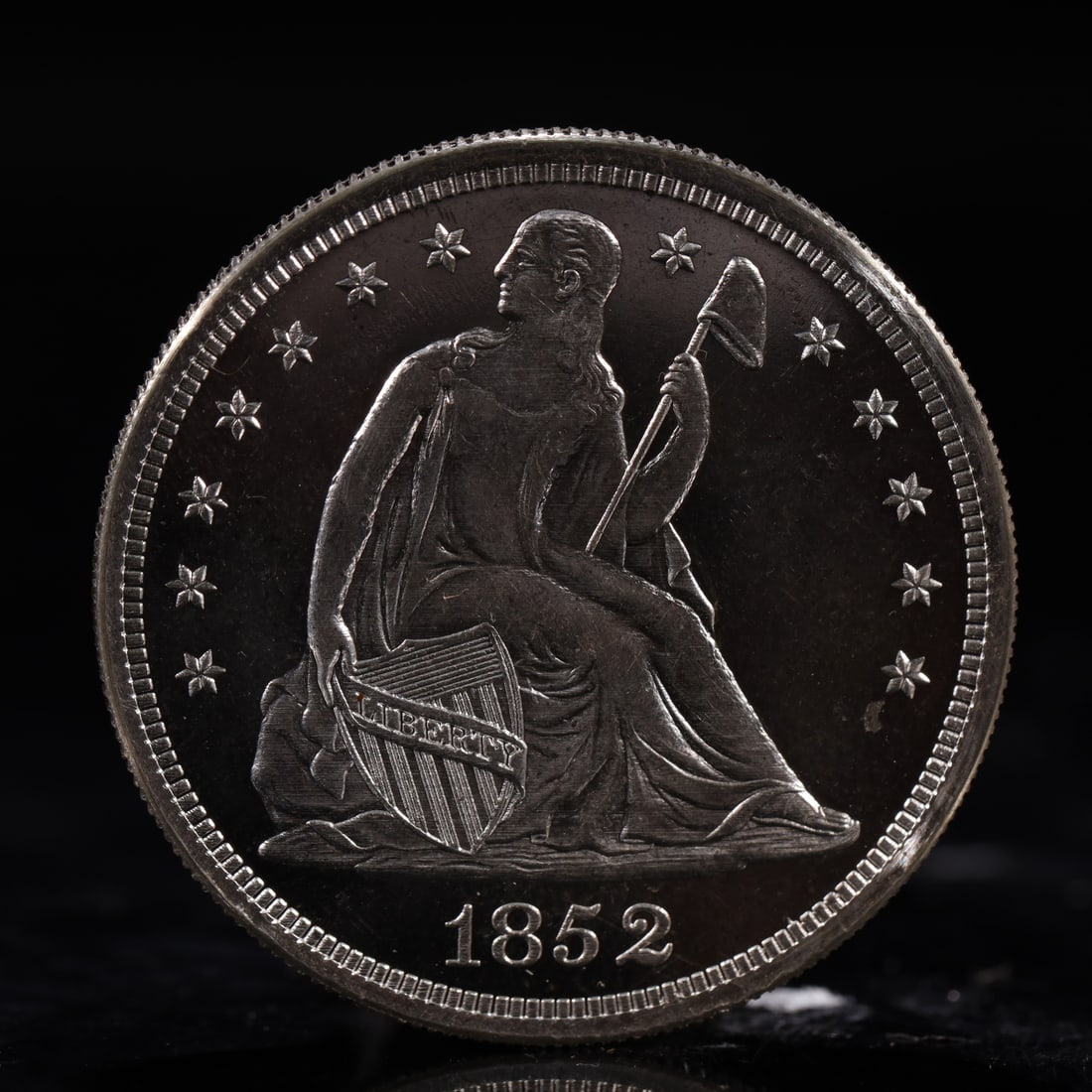USA One Dollar 1852 Coin: American coin. IN GOD WE TRUST / LIBERTY / 1852 / UNITED STATES OF AMERICA / ONE DOL. Weight:26.9g.