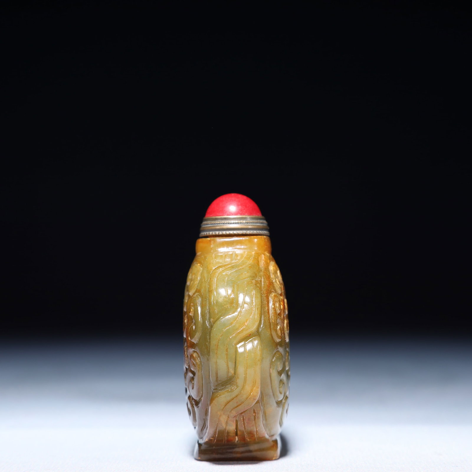 An Exquisite Green Jade Auspicious Cloud Pattern Snuff Bottle - 6