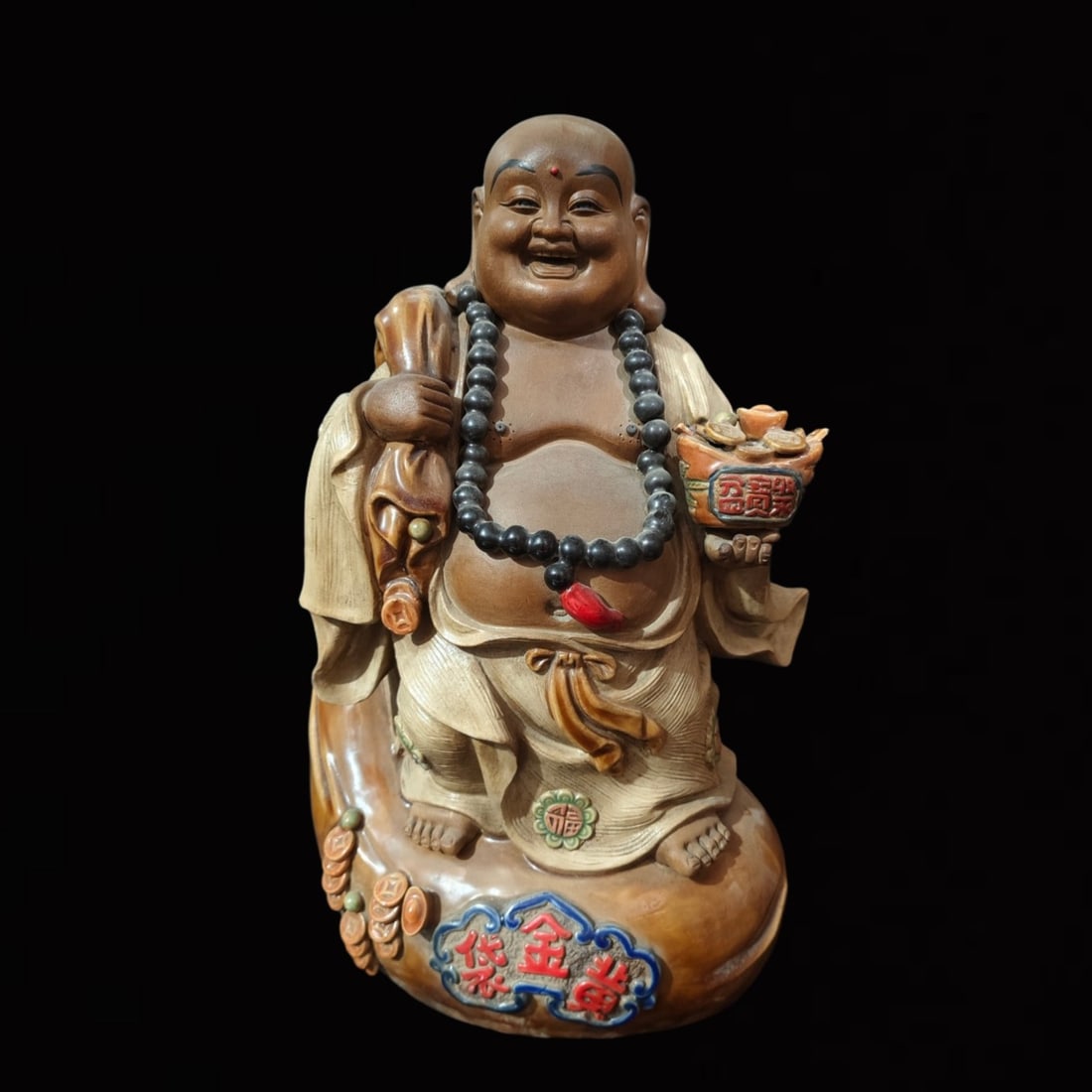 A Huge Shiwan yao Statue of Maitreya Buddha: A Huge Shiwan yao Statue of Maitreya Buddha,the Republic of China,With Mark,Size:10.2inx6.3inx15.7in