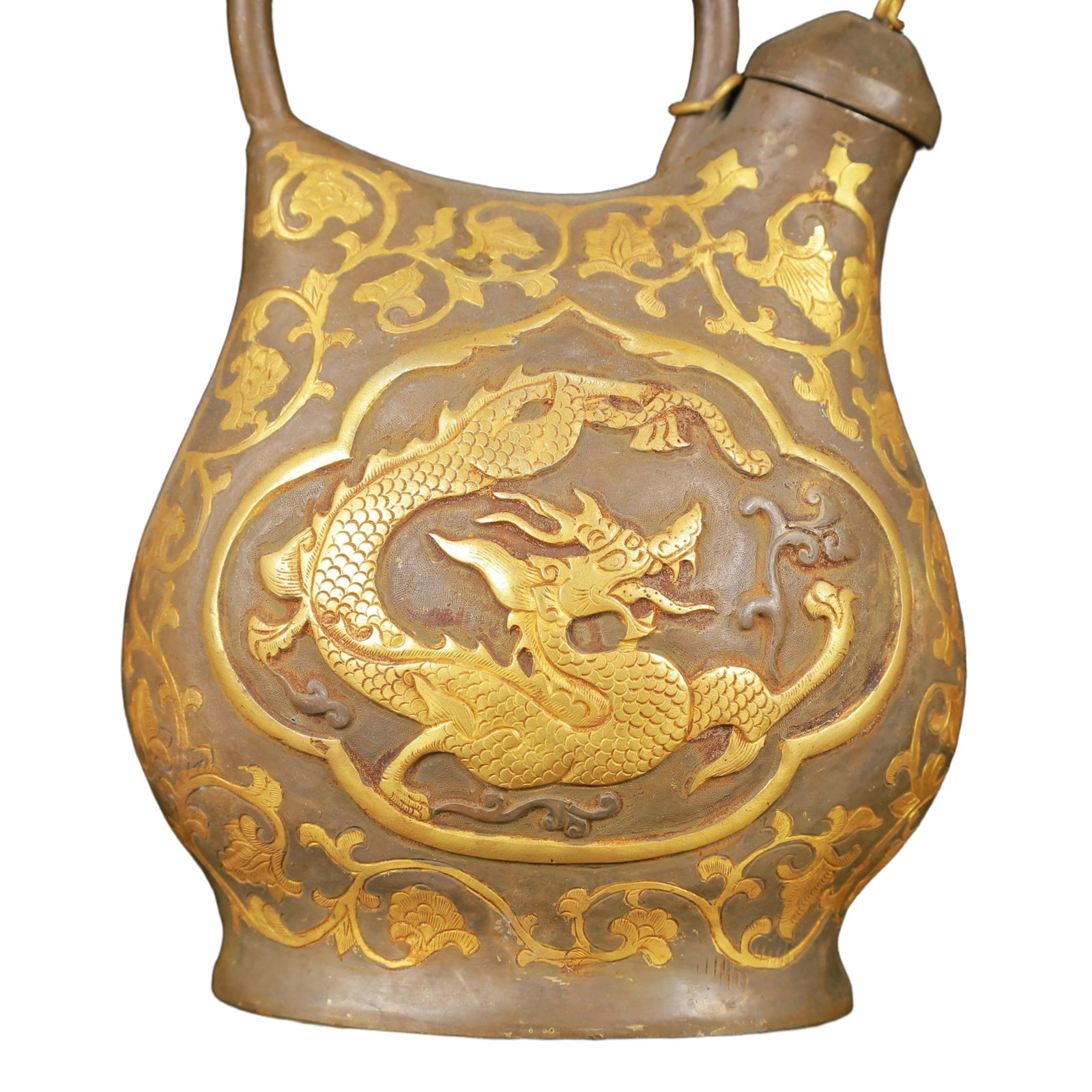 An Exquisite Gilt Silver Dragon Pattern Ewer - 3