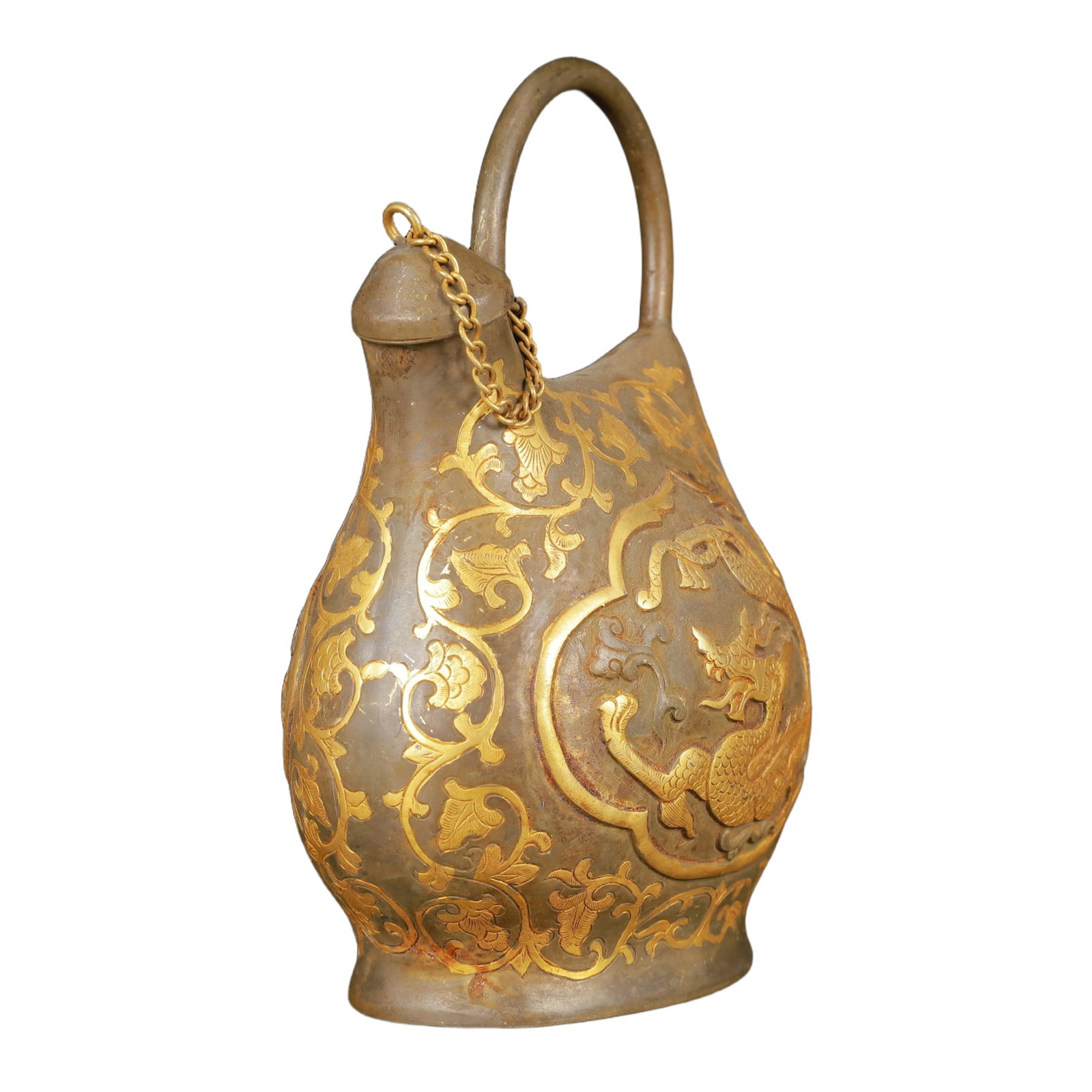 An Exquisite Gilt Silver Dragon Pattern Ewer - 6