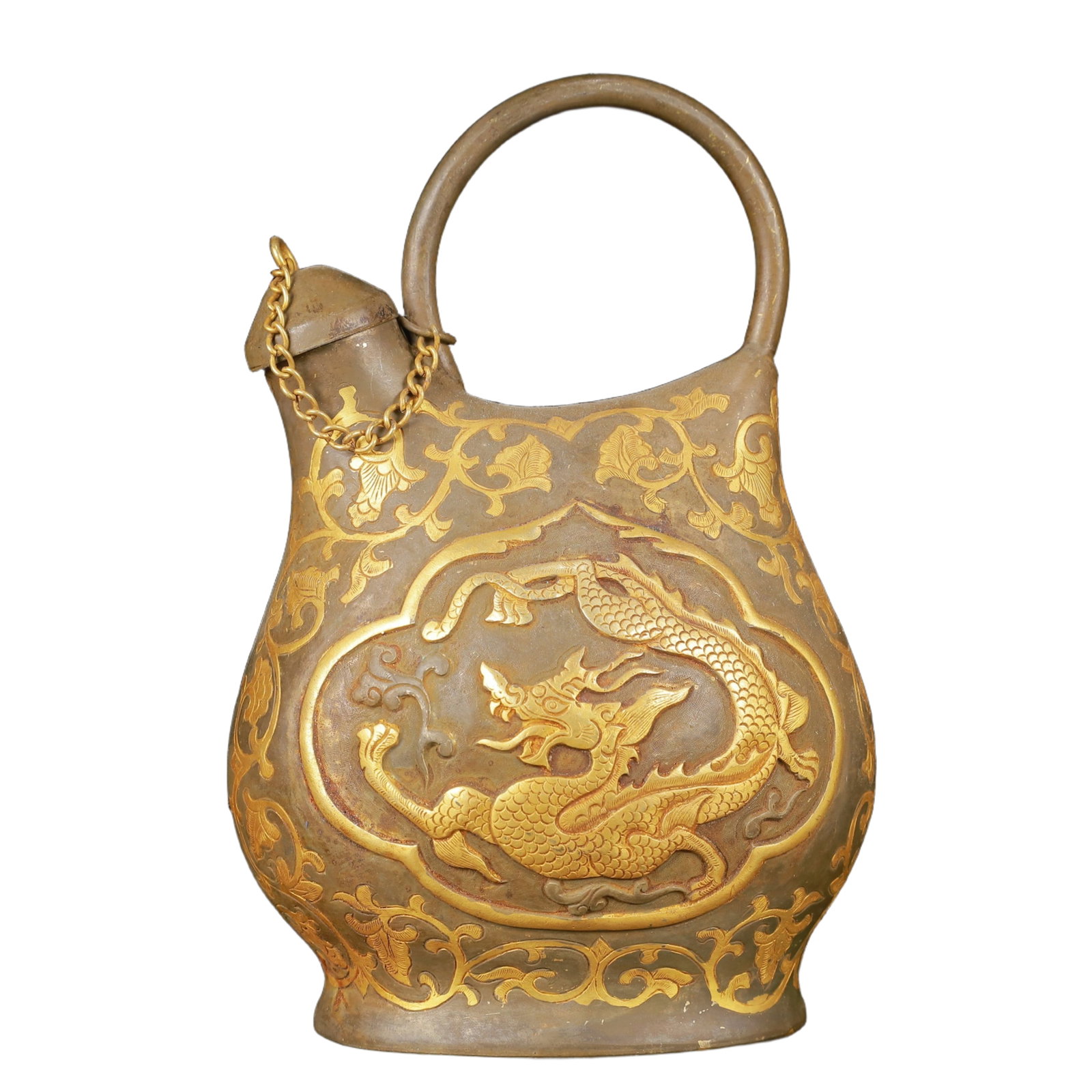 An Exquisite Gilt Silver Dragon Pattern Ewer - 7
