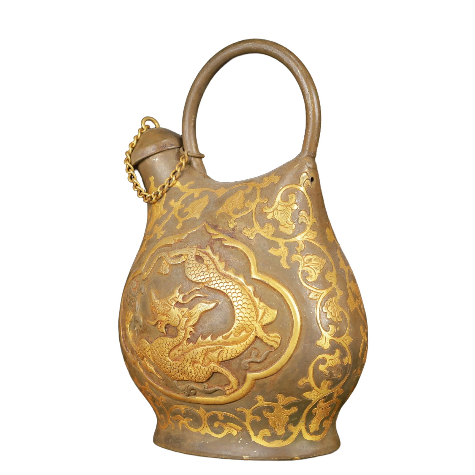 An Exquisite Gilt Silver Dragon Pattern Ewer - 8