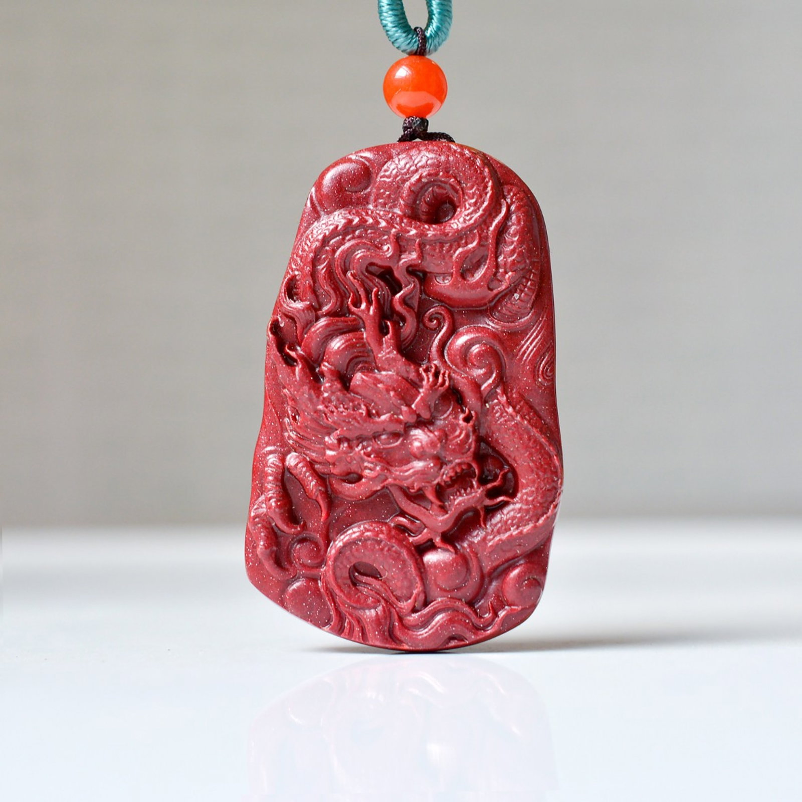 An Exquisite Cinnabar Dragon Pattern Pendant - 2