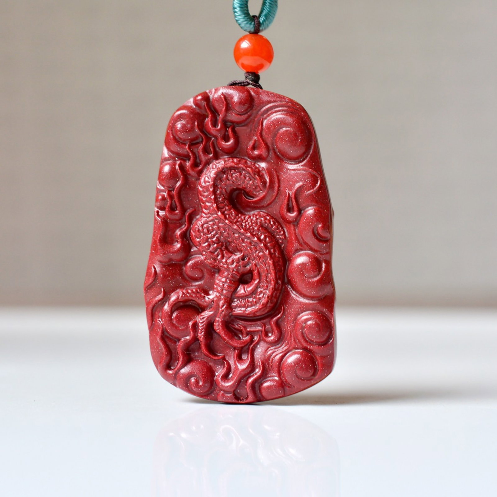 An Exquisite Cinnabar Dragon Pattern Pendant - 3