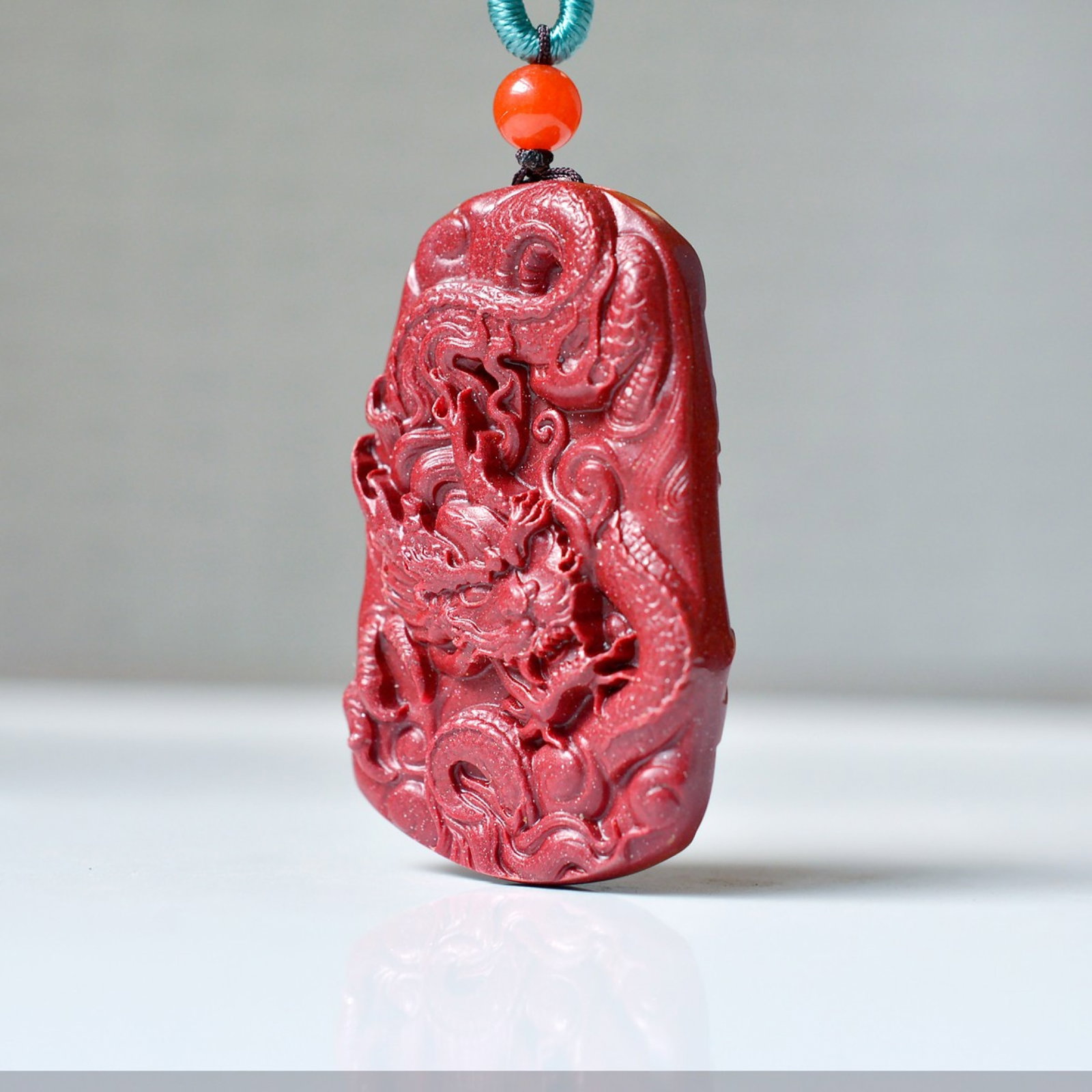 An Exquisite Cinnabar Dragon Pattern Pendant - 4