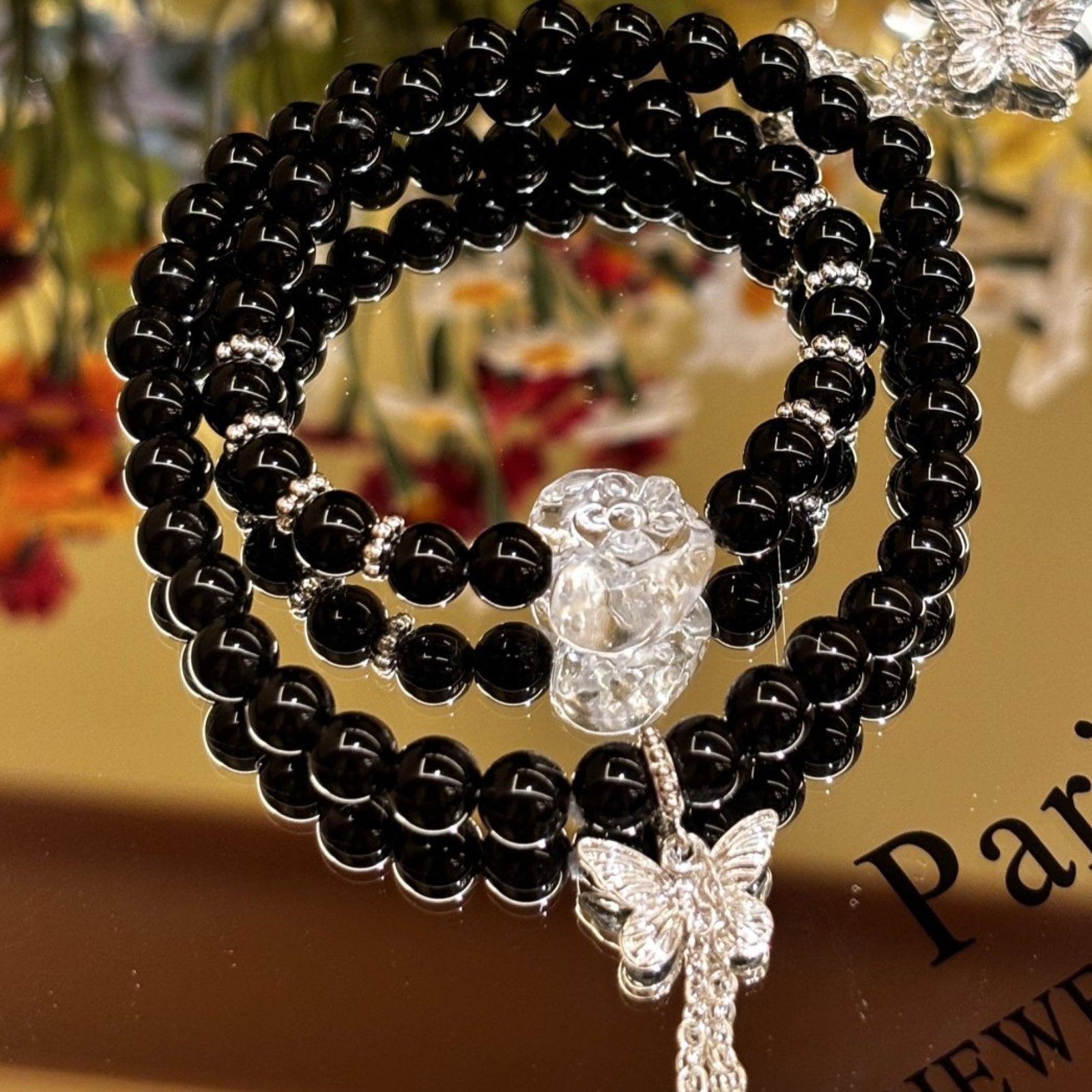 An Exquisite Obsidian Bracelet: An Exquisite Obsidian Bracelet,Size:0.3in 黑曜石手串