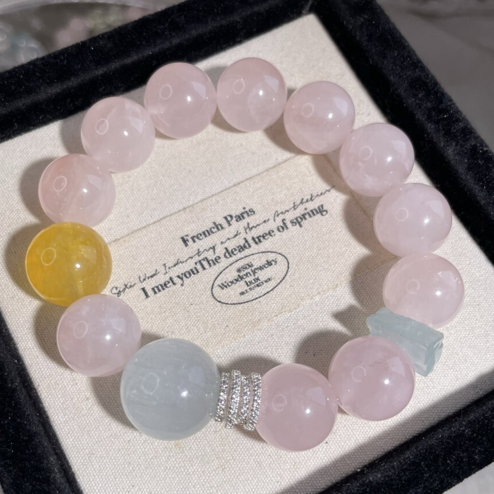 An Exquisite Crystal With Aquamarine Bracelet: An Exquisite Crystal With Aquamarine Bracelet,Size:0.6in 水晶配海蓝宝手串