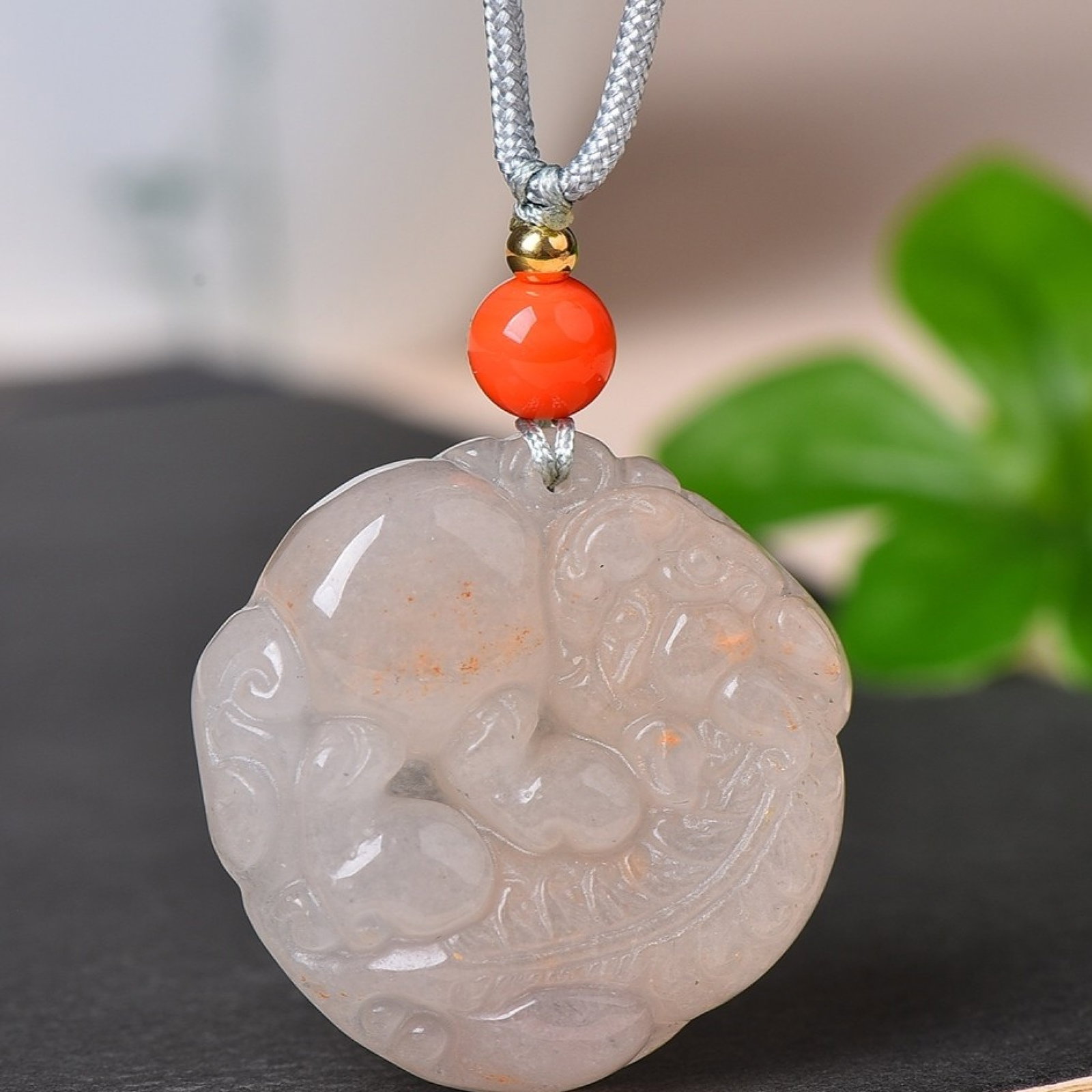 An Exquisite White Jade Wealth-Attracting Creature Pattern Pendant: An Exquisite White Jade Wealth-Attracting Creature Pattern Pendant,Size:1.4inx1.5in 白玉貔貅纹挂件