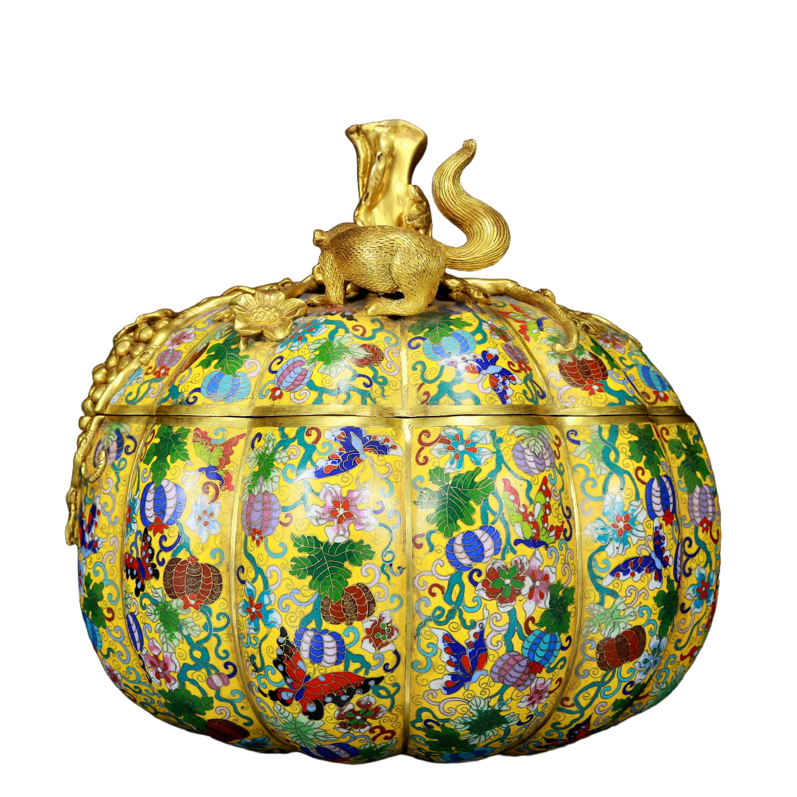 An exquisite cloisonn?? 'squirrel and grape' pattern box - 7